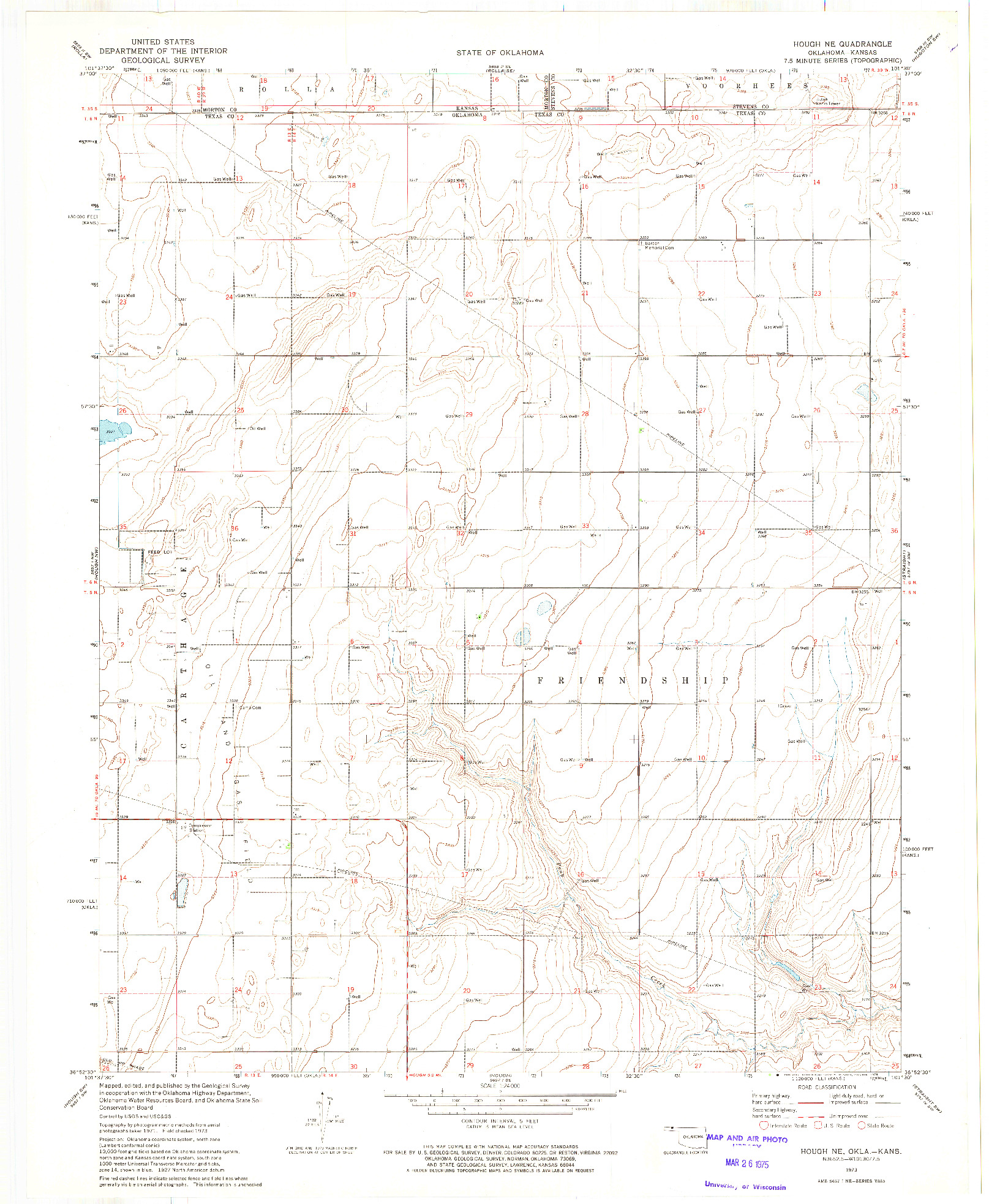 USGS 1:24000-SCALE QUADRANGLE FOR HOUGH NE, OK 1973