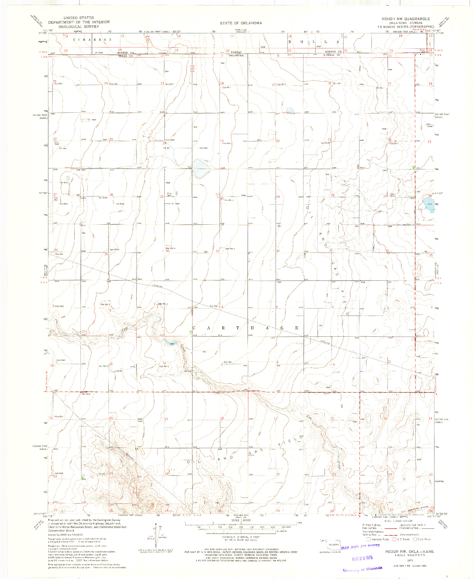 USGS 1:24000-SCALE QUADRANGLE FOR HOUGH NW, OK 1973