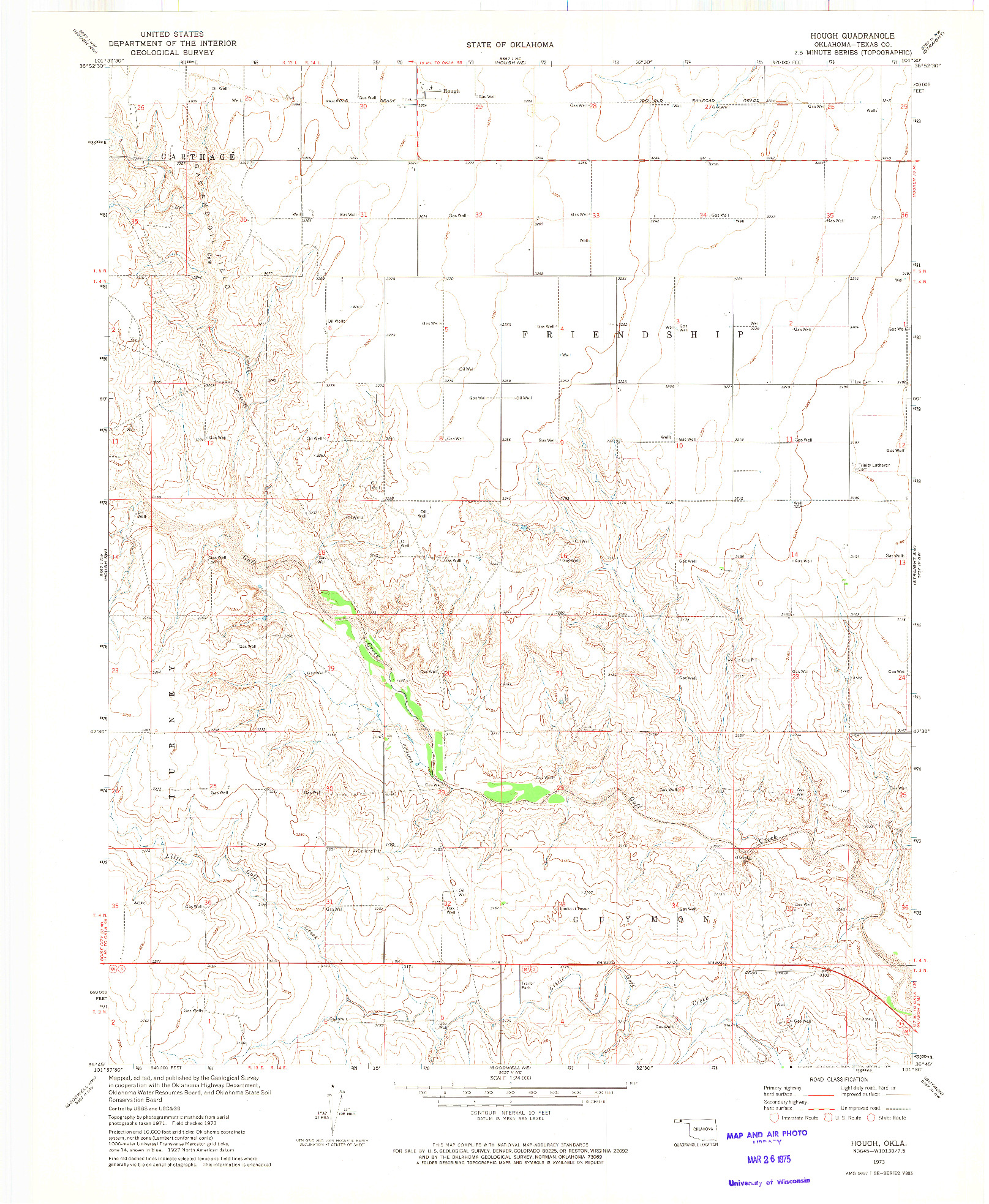 USGS 1:24000-SCALE QUADRANGLE FOR HOUGH, OK 1973