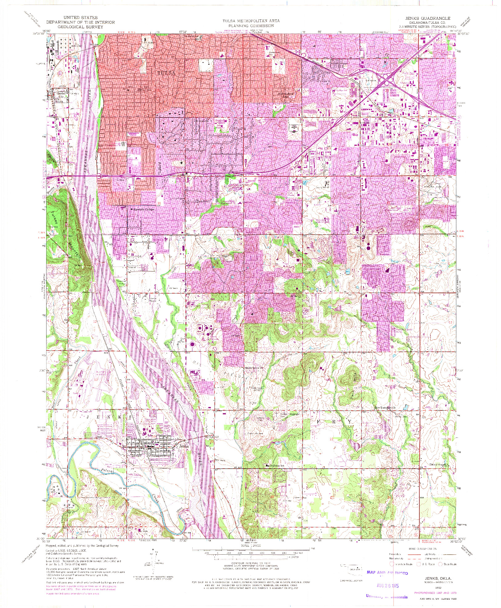 USGS 1:24000-SCALE QUADRANGLE FOR JENKS, OK 1952