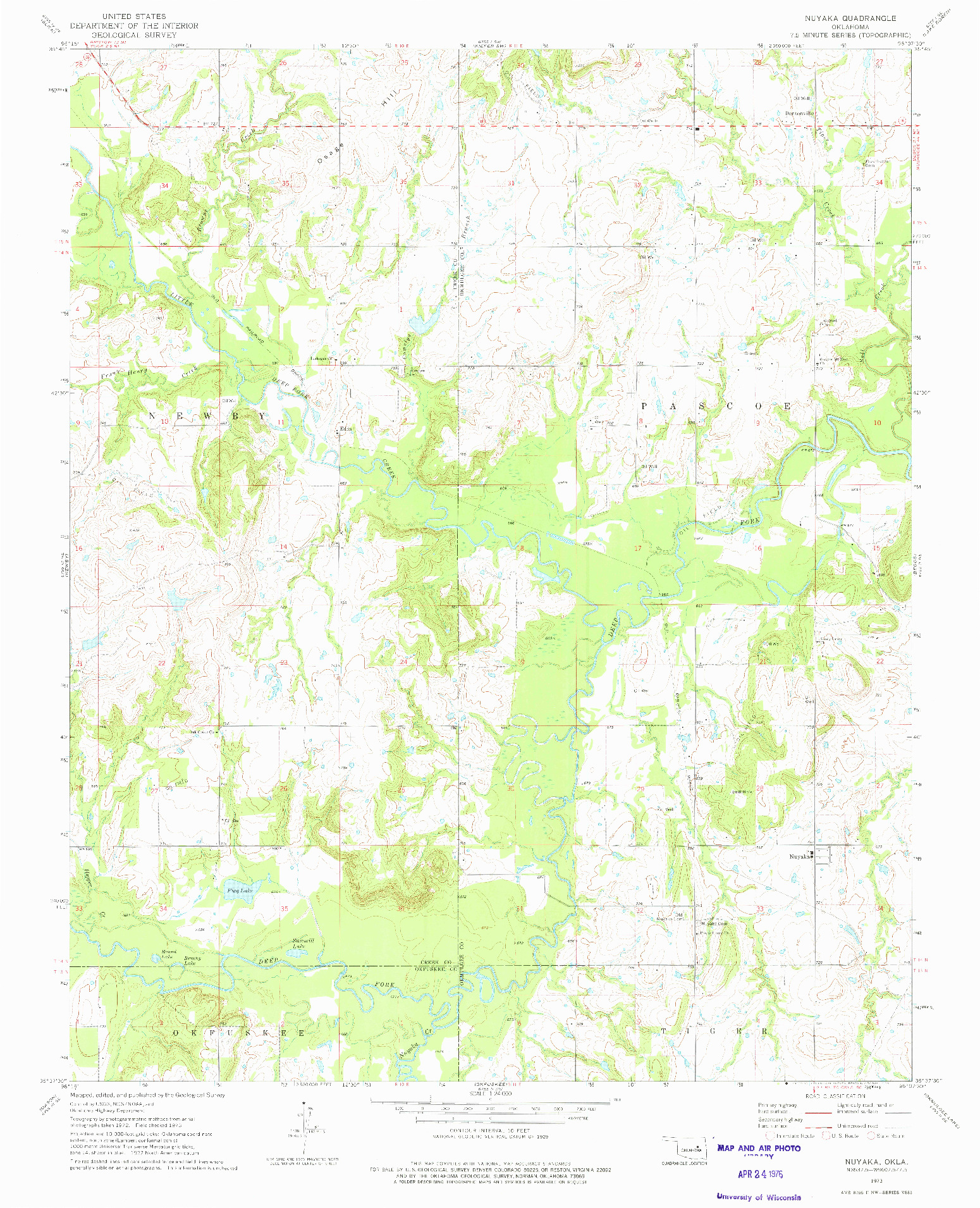 USGS 1:24000-SCALE QUADRANGLE FOR NUYAKA, OK 1973