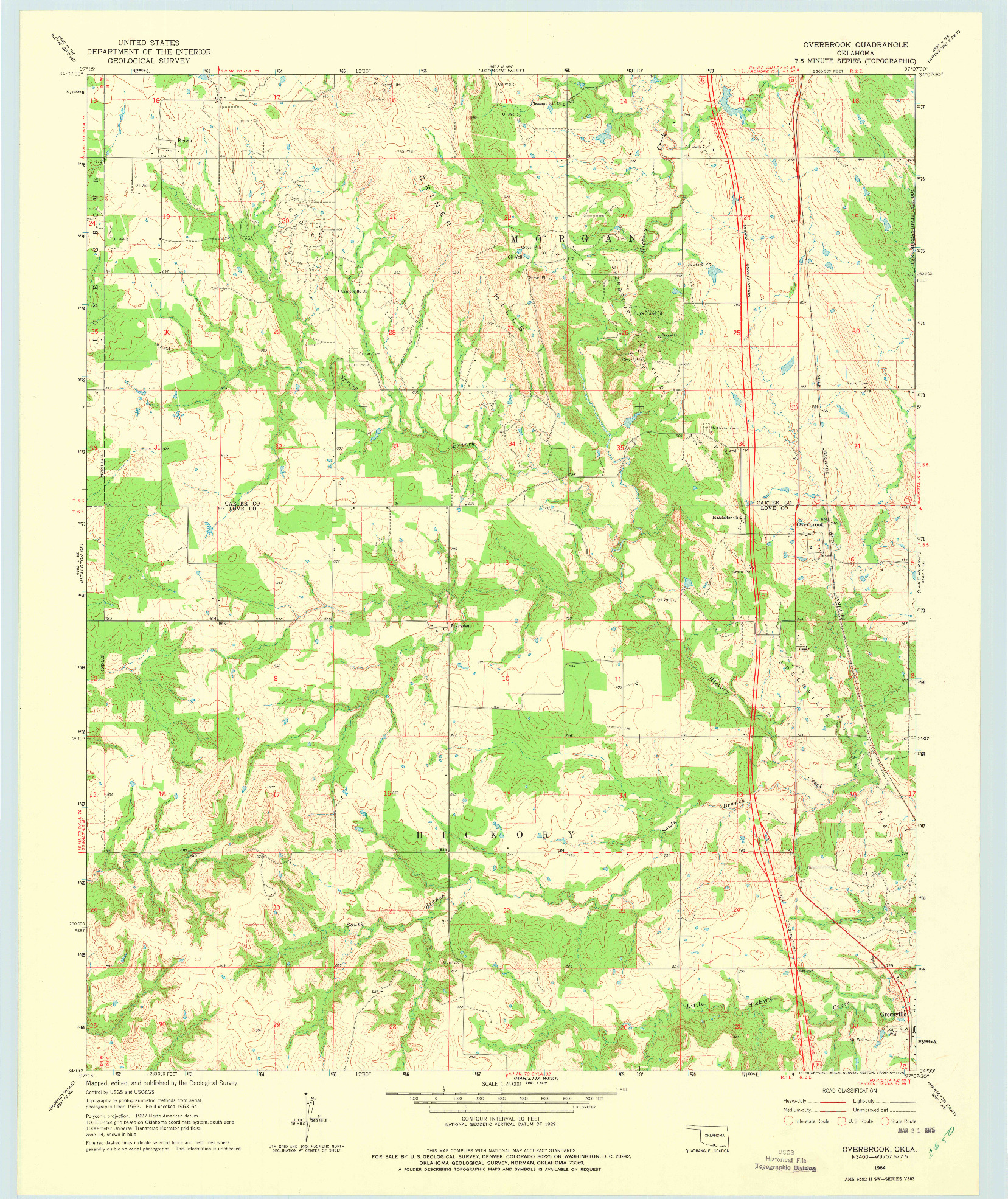 USGS 1:24000-SCALE QUADRANGLE FOR OVERBROOK, OK 1964