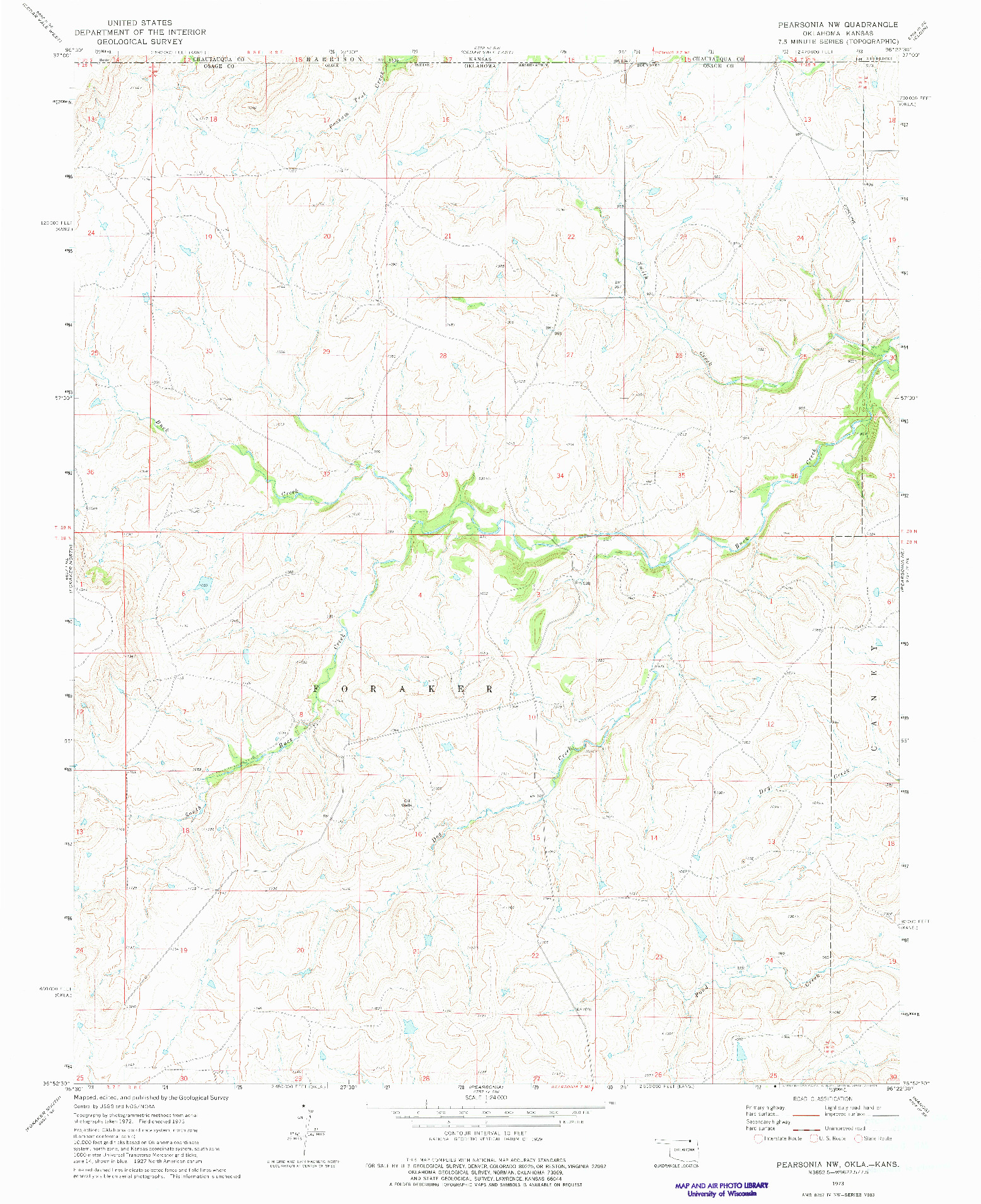 USGS 1:24000-SCALE QUADRANGLE FOR PEARSONIA NW, OK 1973