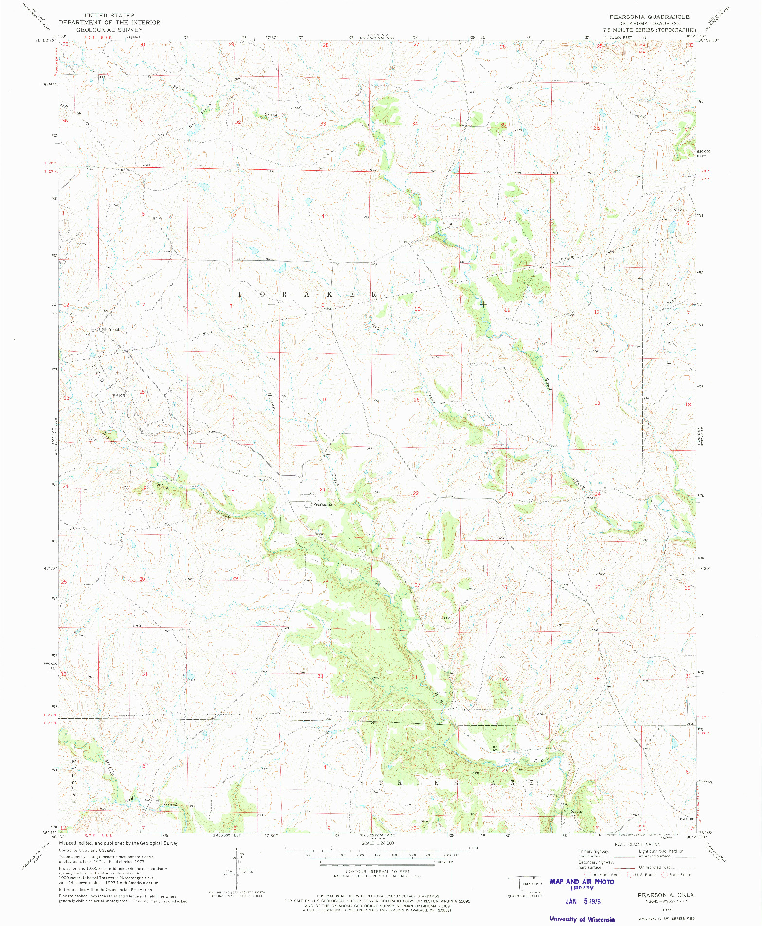 USGS 1:24000-SCALE QUADRANGLE FOR PEARSONIA, OK 1973