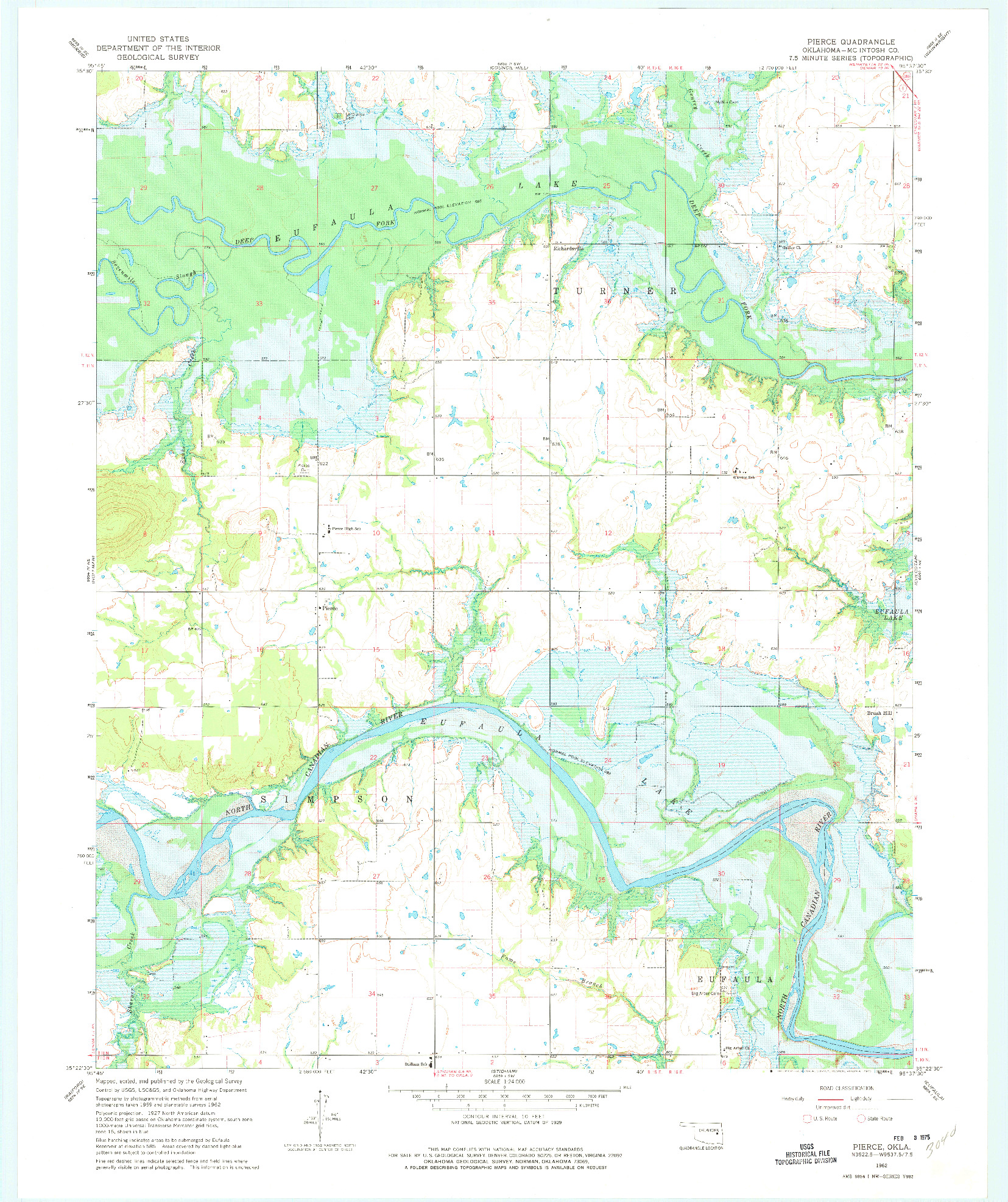 USGS 1:24000-SCALE QUADRANGLE FOR PIERCE, OK 1962