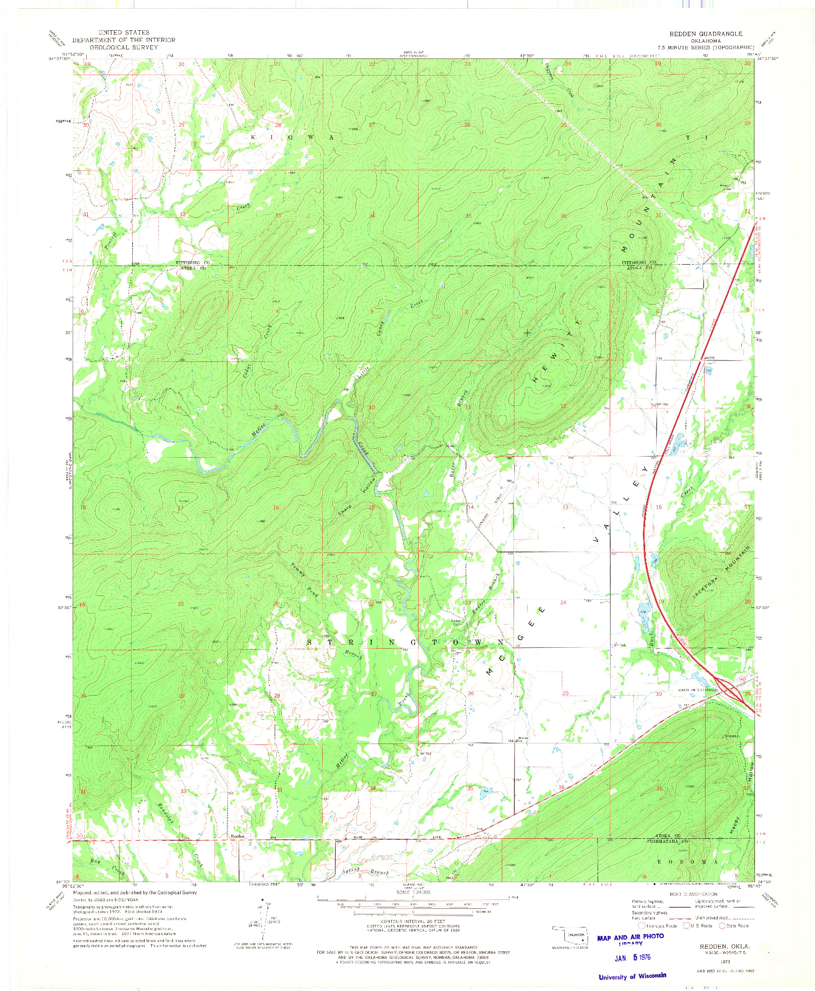 USGS 1:24000-SCALE QUADRANGLE FOR REDDEN, OK 1973