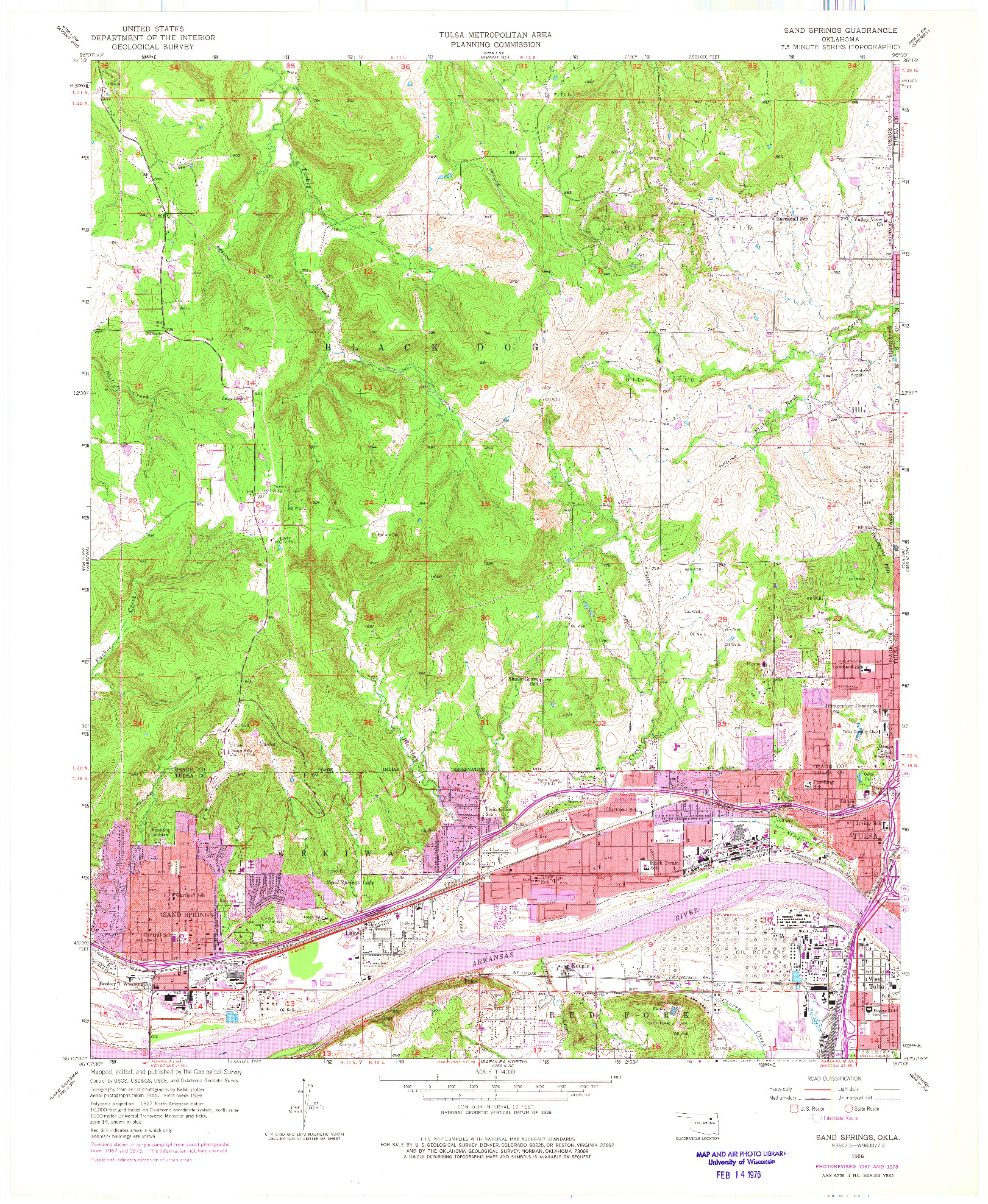 USGS 1:24000-SCALE QUADRANGLE FOR SAND SPRINGS, OK 1956