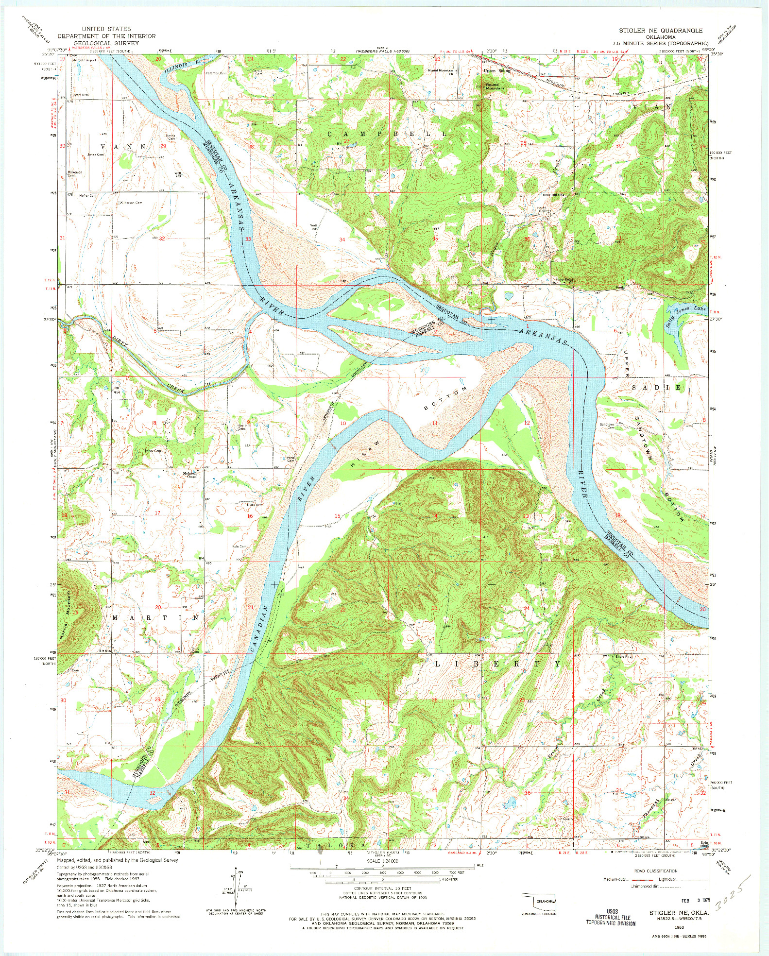 USGS 1:24000-SCALE QUADRANGLE FOR STIGLER NE, OK 1963