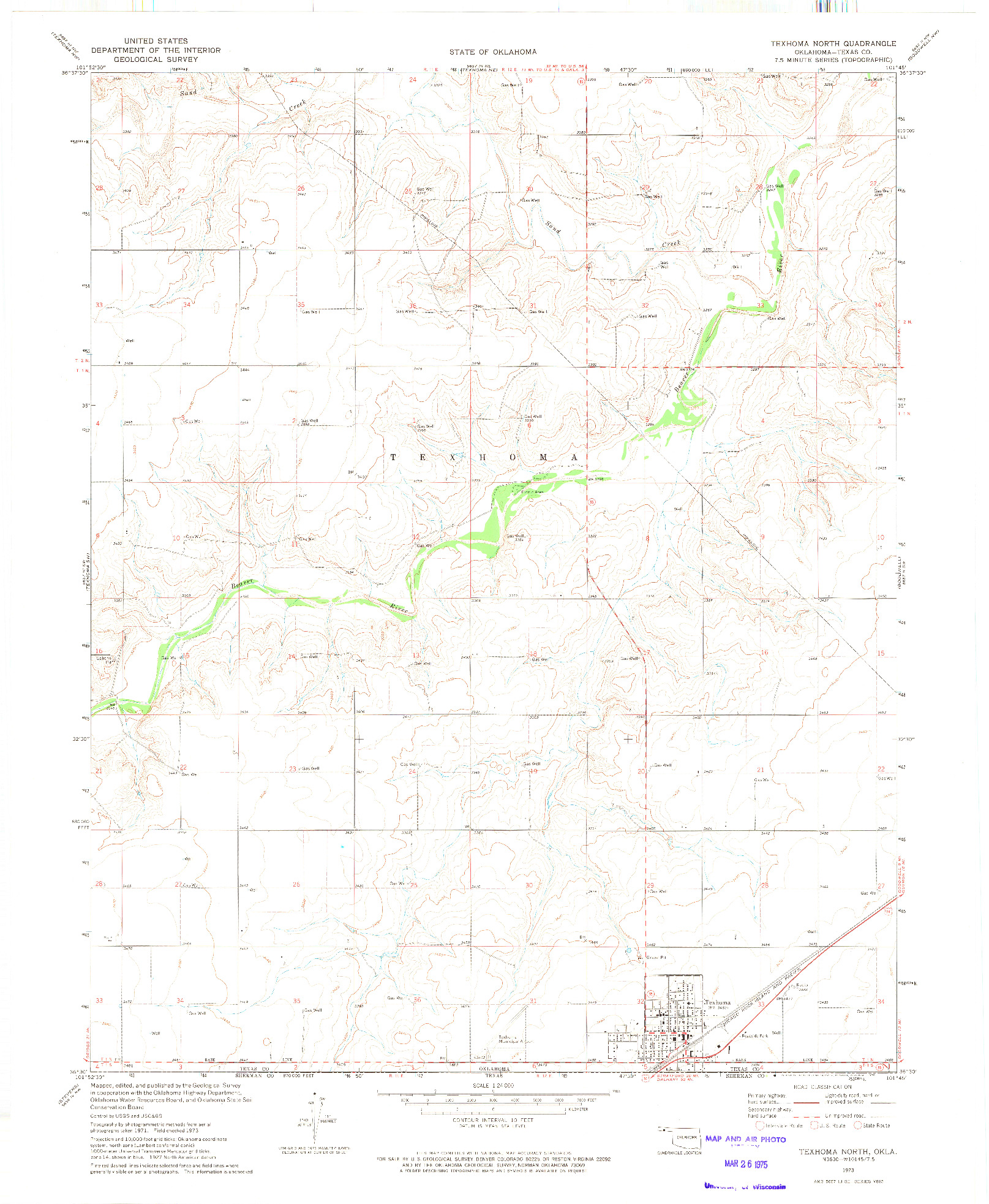USGS 1:24000-SCALE QUADRANGLE FOR TEXHOMA NORTH, OK 1973