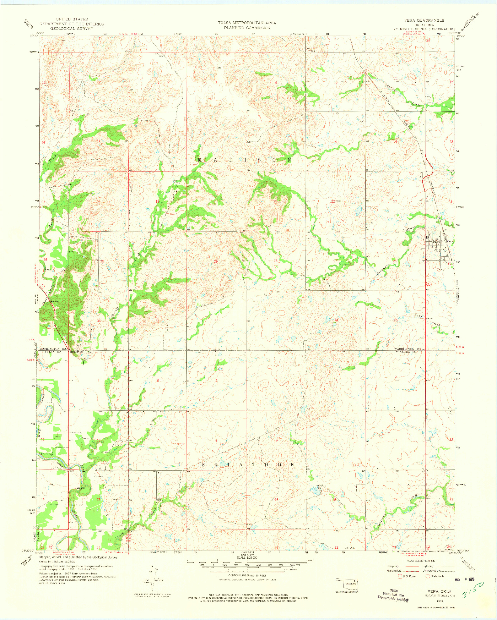 USGS 1:24000-SCALE QUADRANGLE FOR VERA, OK 1959