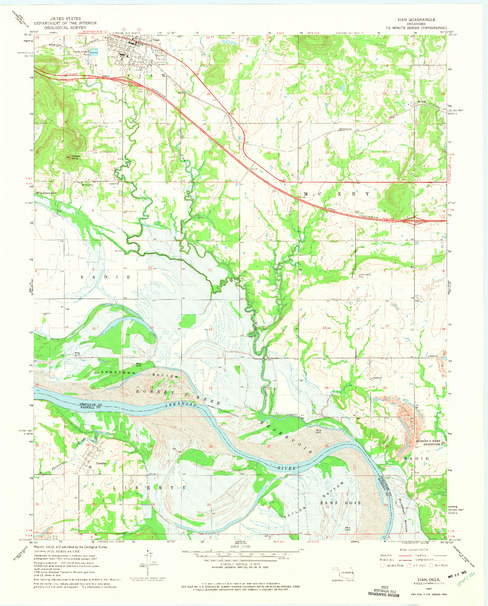 USGS 1:24000-SCALE QUADRANGLE FOR VIAN, OK 1967