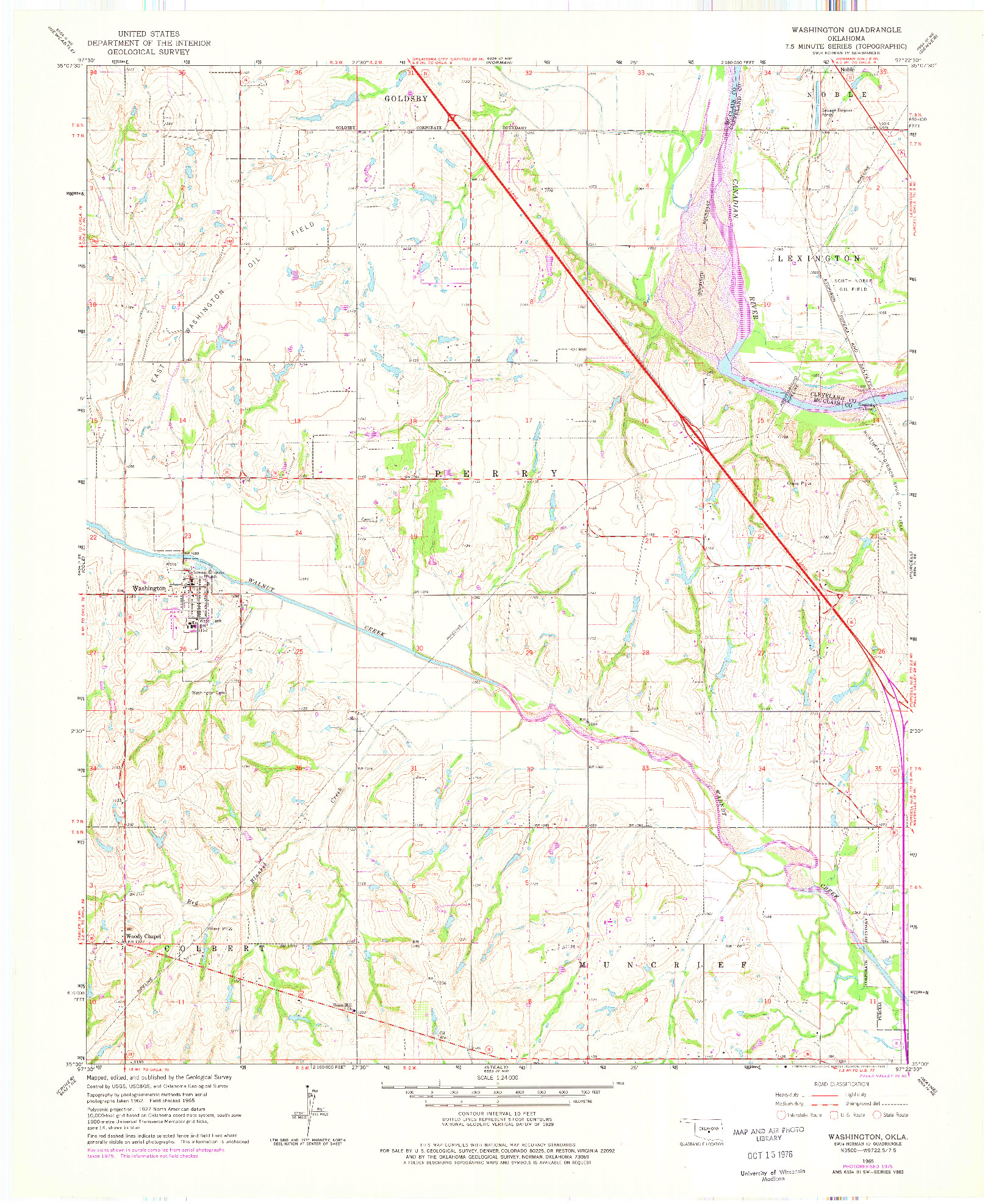 USGS 1:24000-SCALE QUADRANGLE FOR WASHINGTON, OK 1965