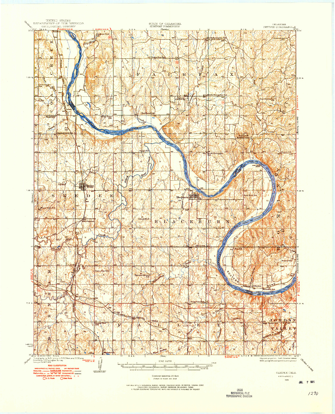 USGS 1:62500-SCALE QUADRANGLE FOR SKEDEE, OK 1929