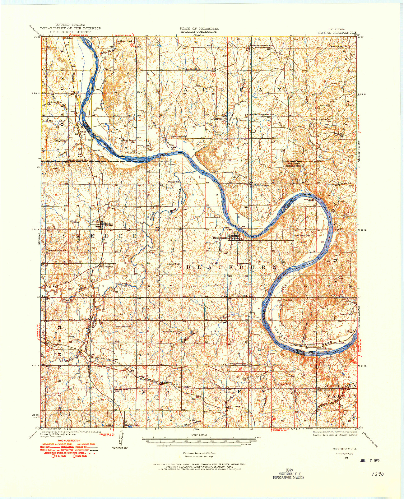 USGS 1:62500-SCALE QUADRANGLE FOR SKEDEE, OK 1929