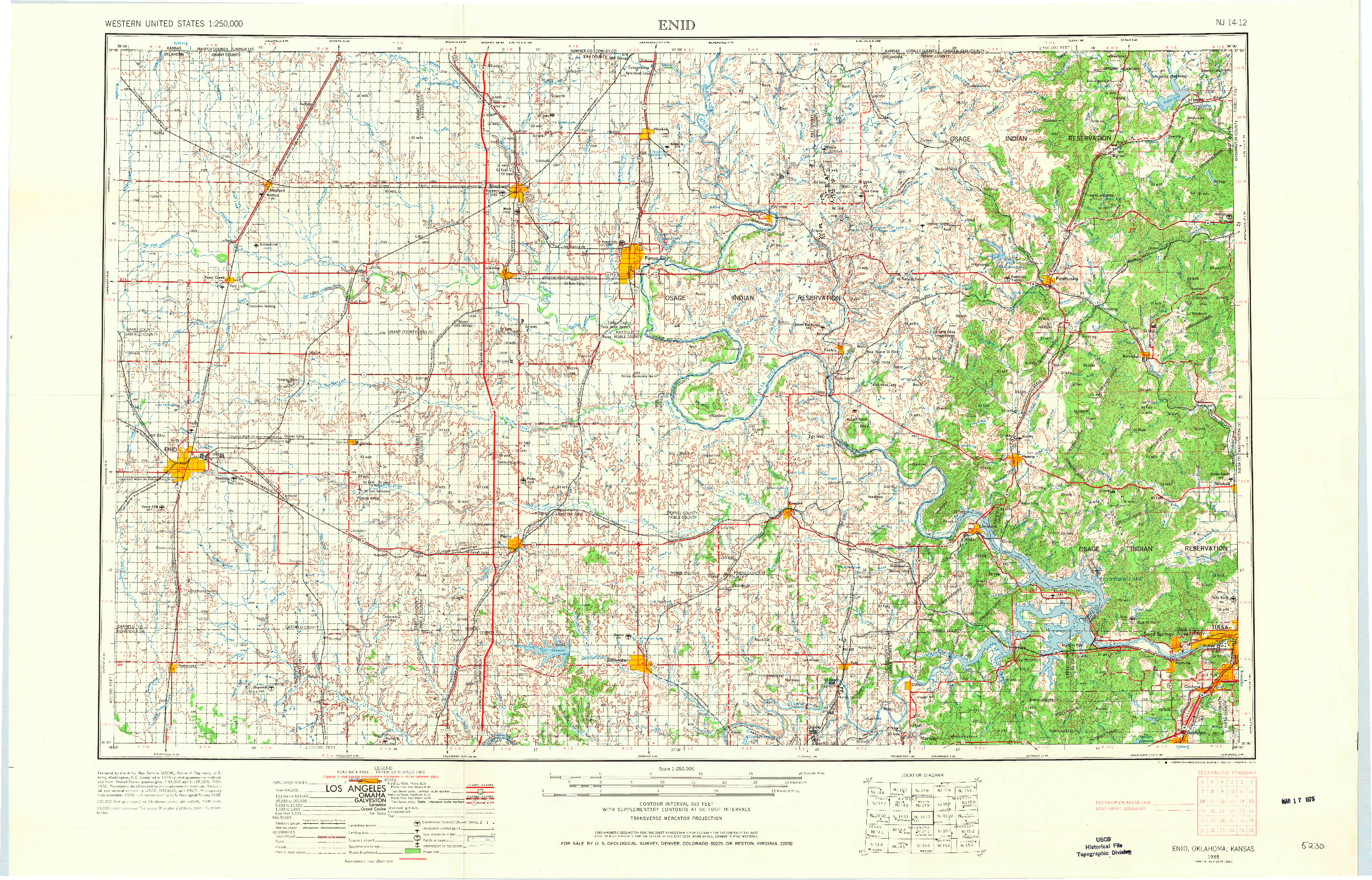 USGS 1:250000-SCALE QUADRANGLE FOR ENID, OK 1955