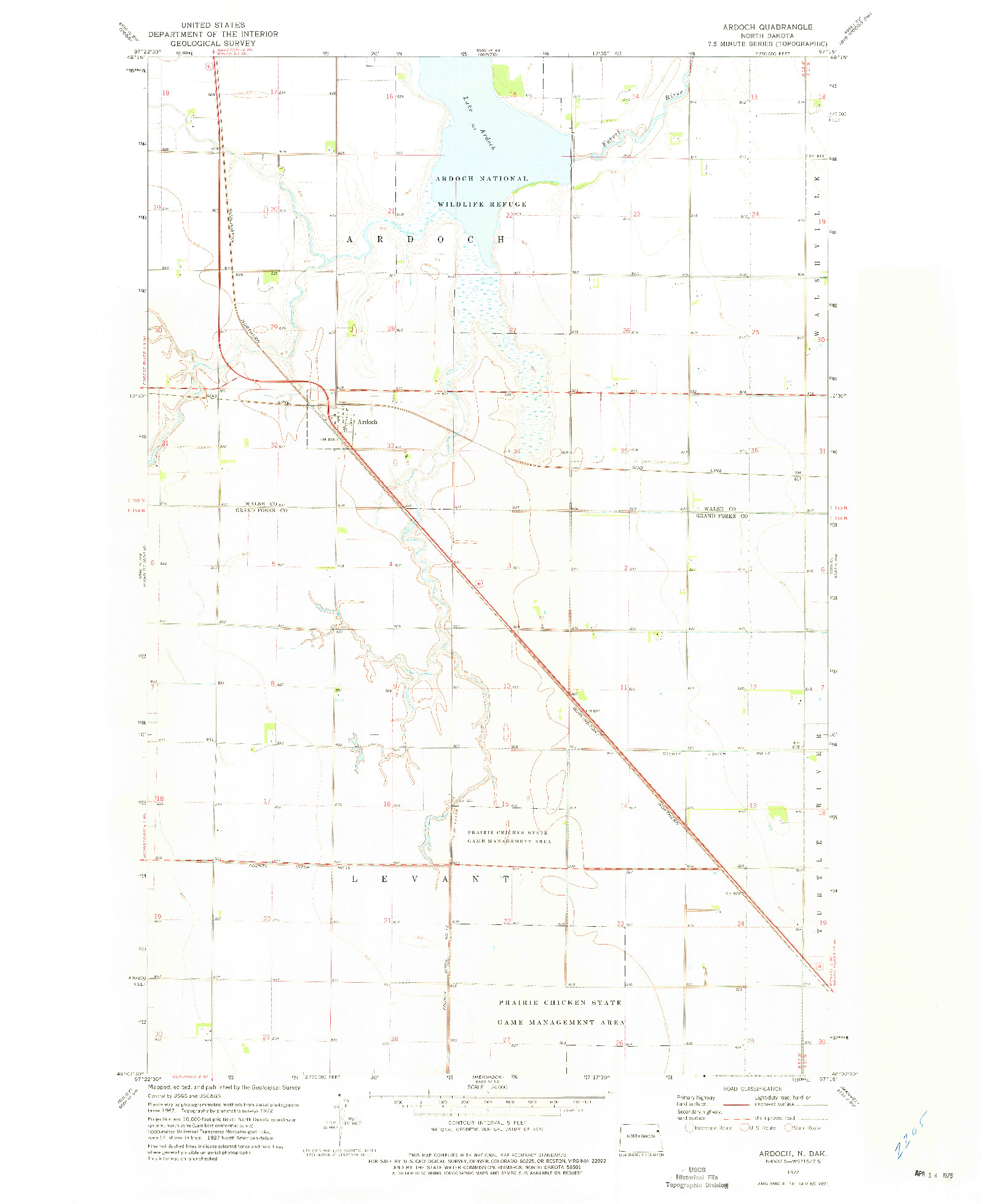 USGS 1:24000-SCALE QUADRANGLE FOR ARDOCH, ND 1972
