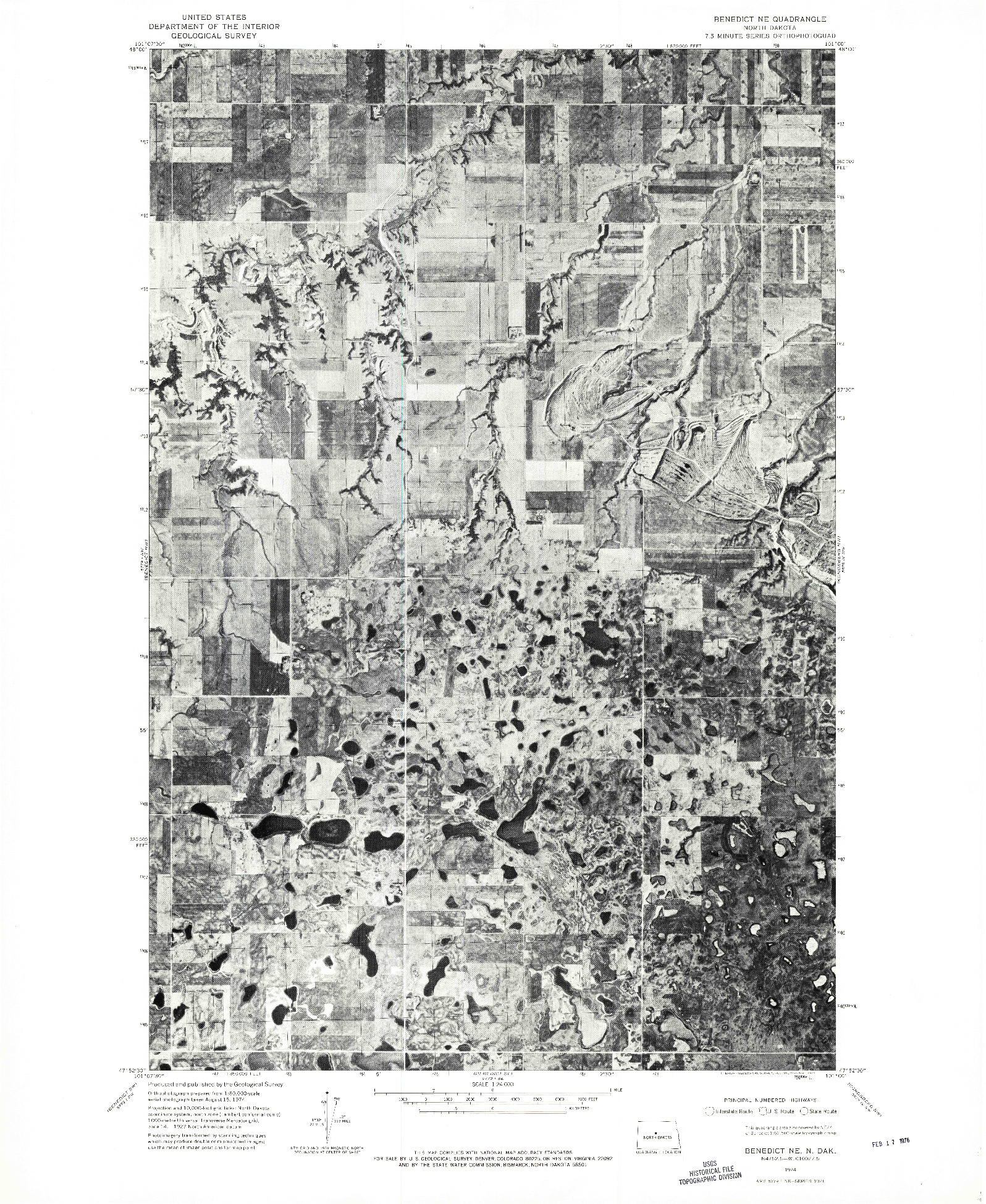 USGS 1:24000-SCALE QUADRANGLE FOR BENEDICT NE, ND 1974