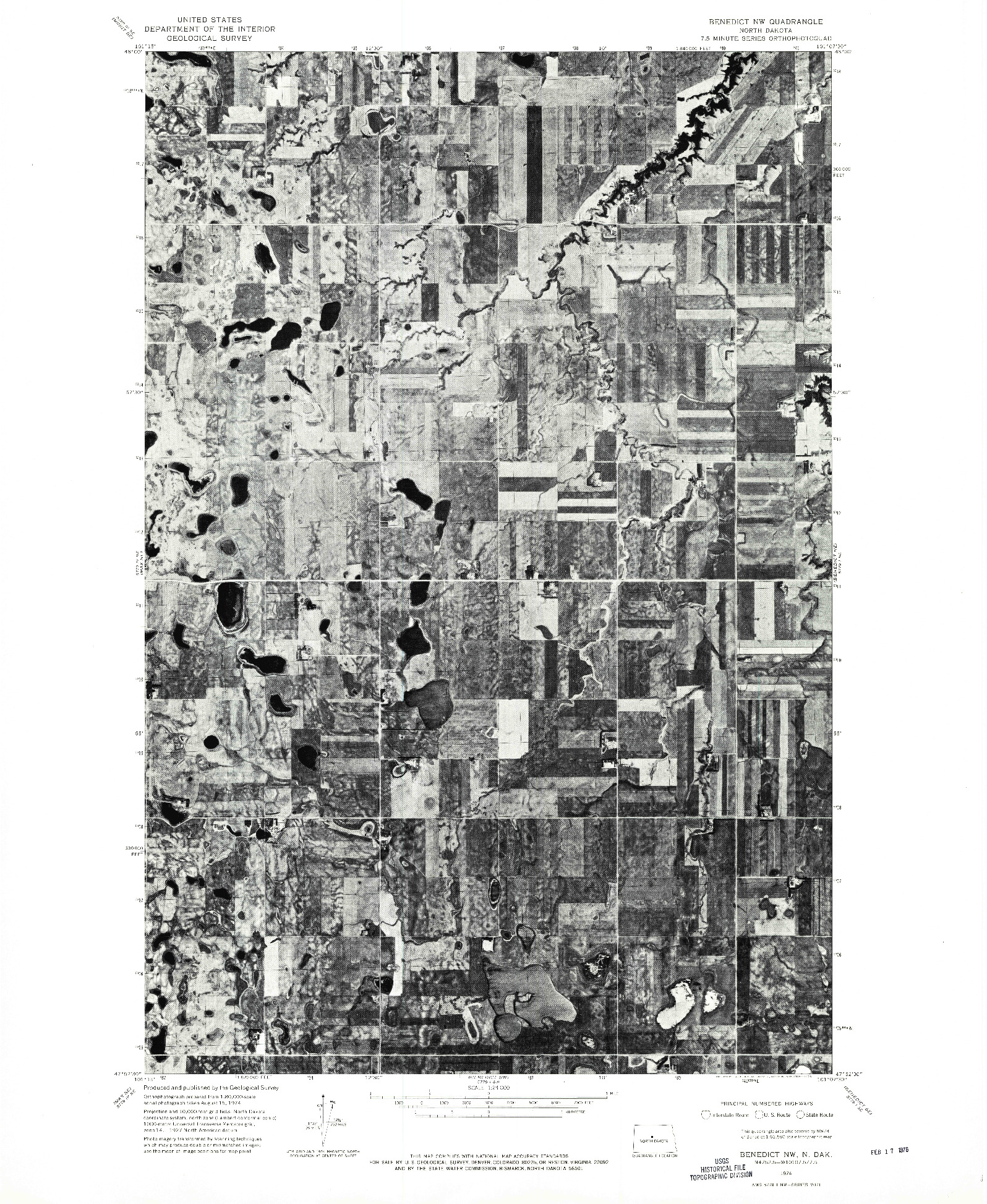 USGS 1:24000-SCALE QUADRANGLE FOR BENEDICT NW, ND 1974