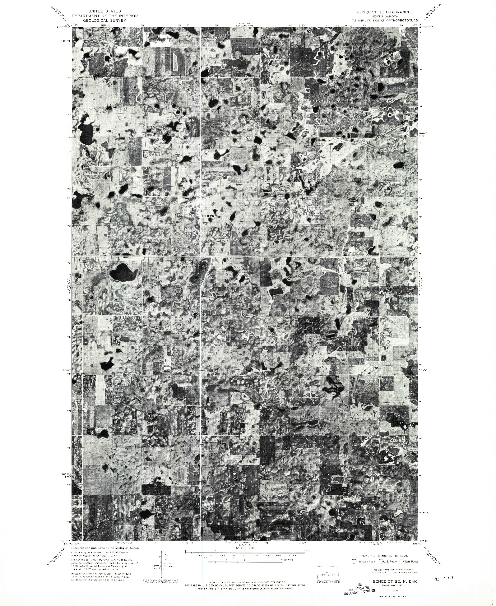 USGS 1:24000-SCALE QUADRANGLE FOR BENEDICT SE, ND 1974