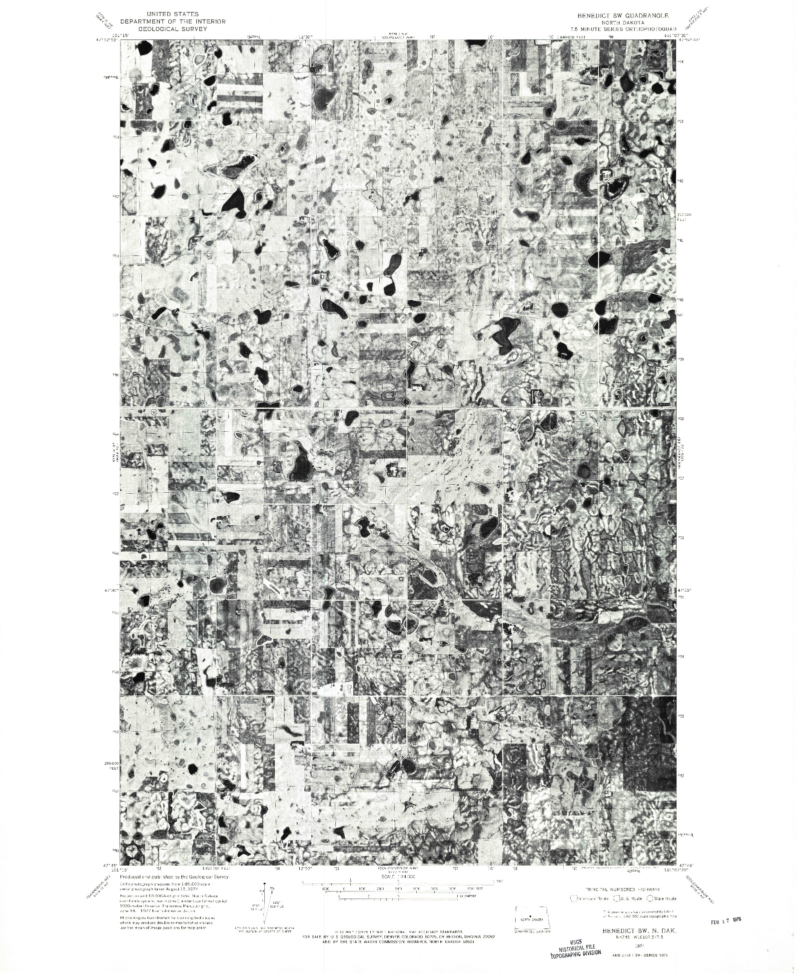 USGS 1:24000-SCALE QUADRANGLE FOR BENEDICT SW, ND 1974