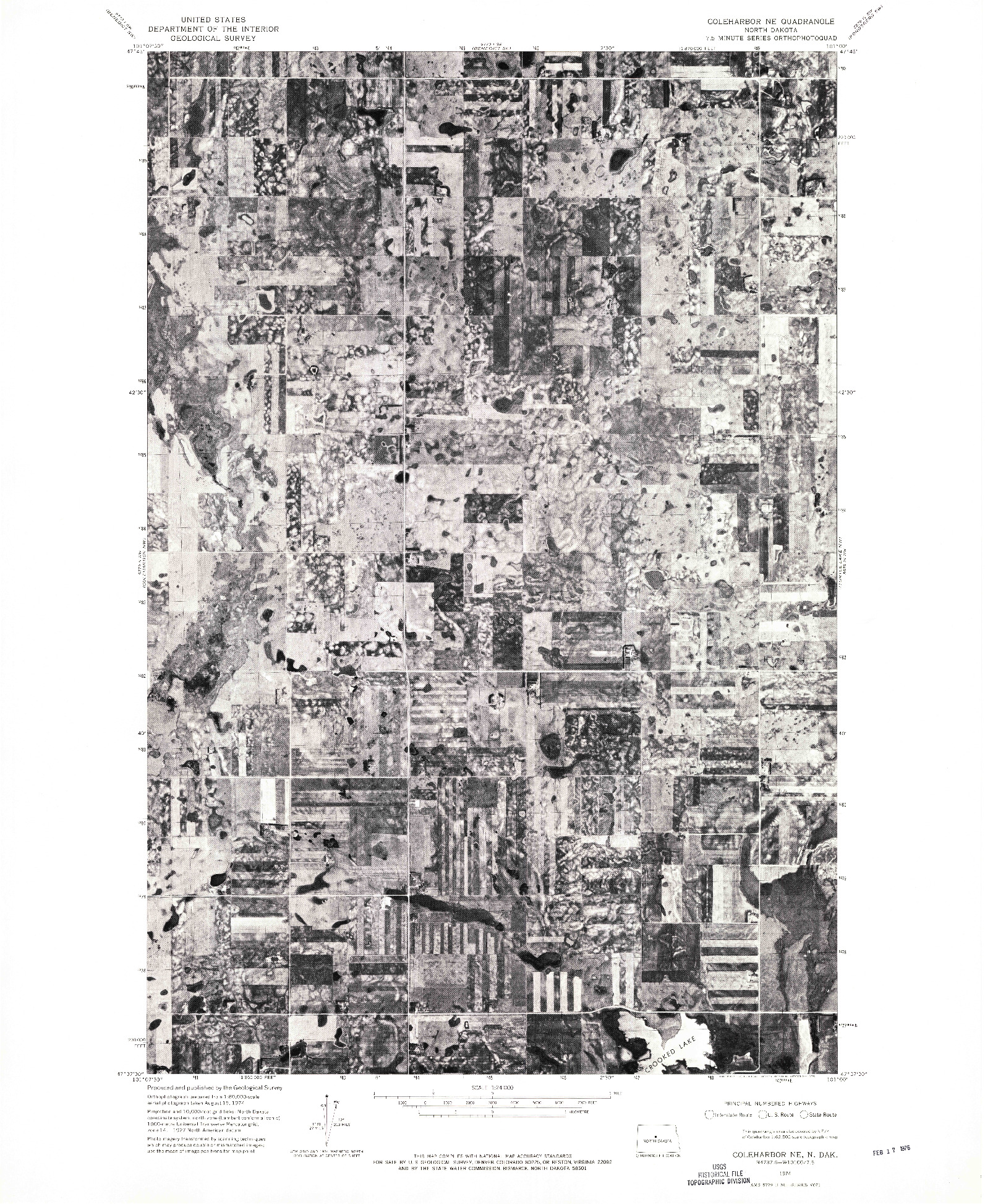 USGS 1:24000-SCALE QUADRANGLE FOR COLEHARBOR NE, ND 1974