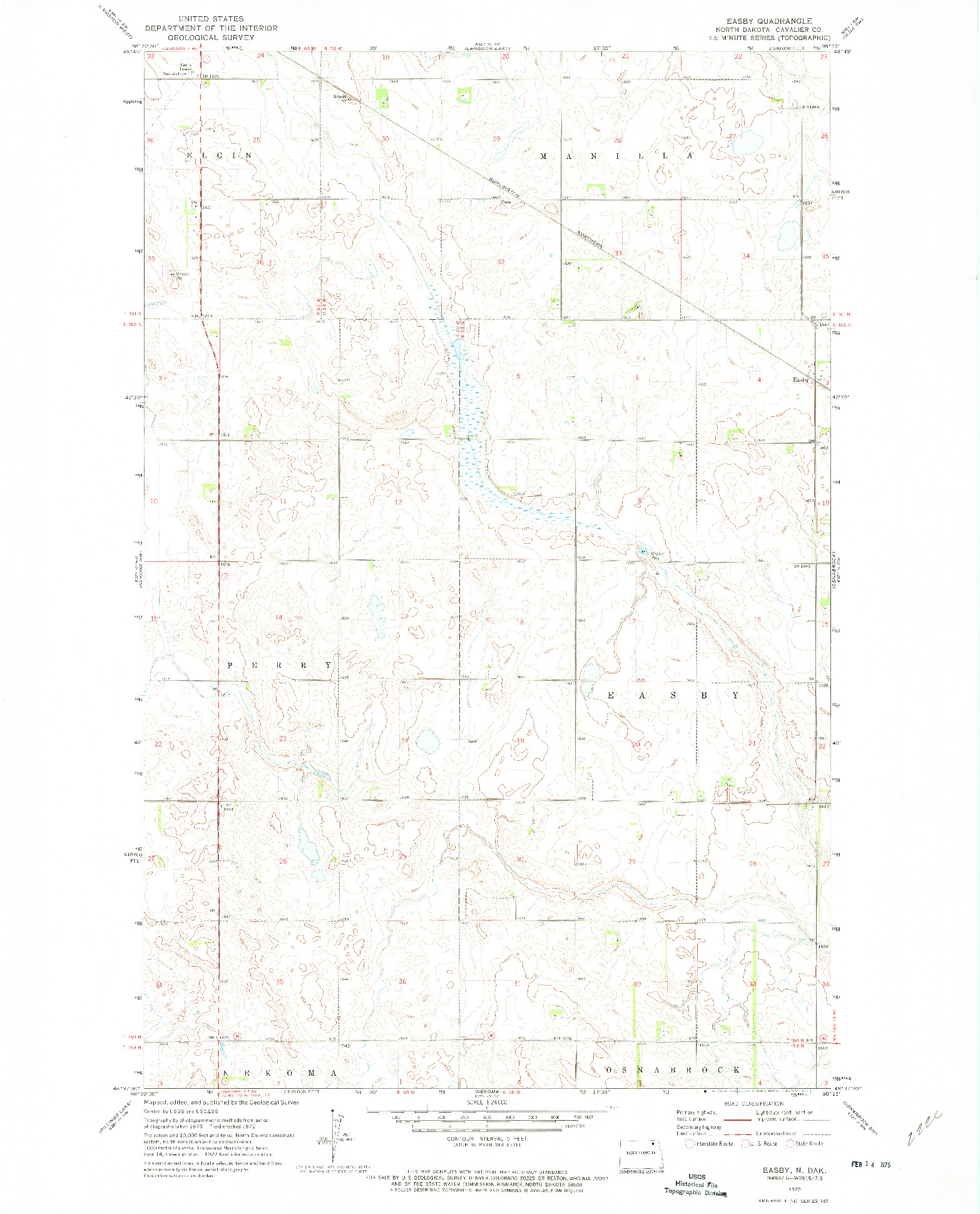 USGS 1:24000-SCALE QUADRANGLE FOR EASBY, ND 1972