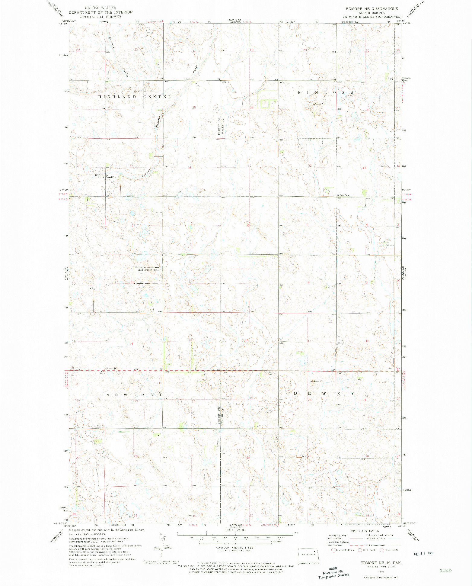 USGS 1:24000-SCALE QUADRANGLE FOR EDMORE NE, ND 1972