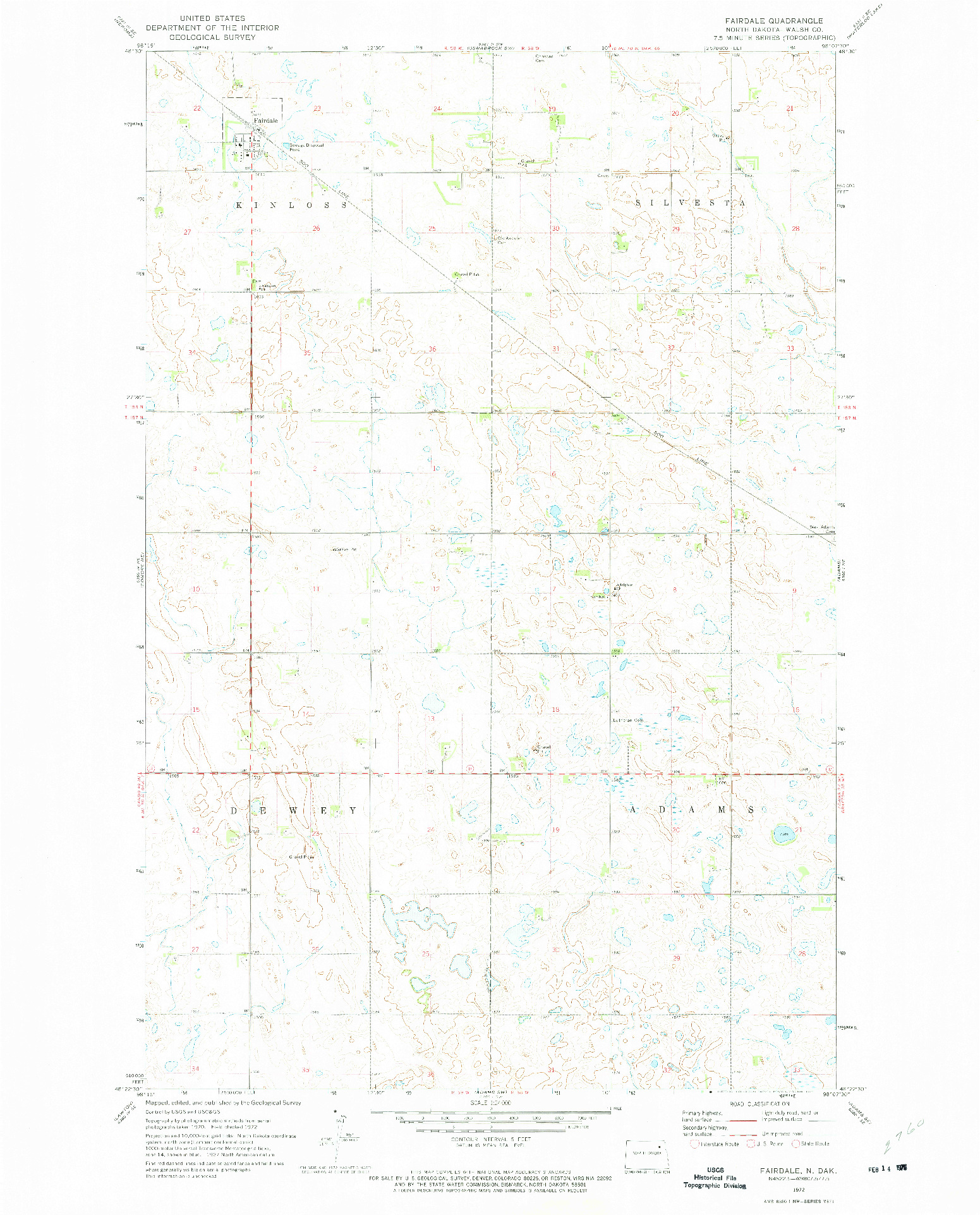 USGS 1:24000-SCALE QUADRANGLE FOR FAIRDALE, ND 1972