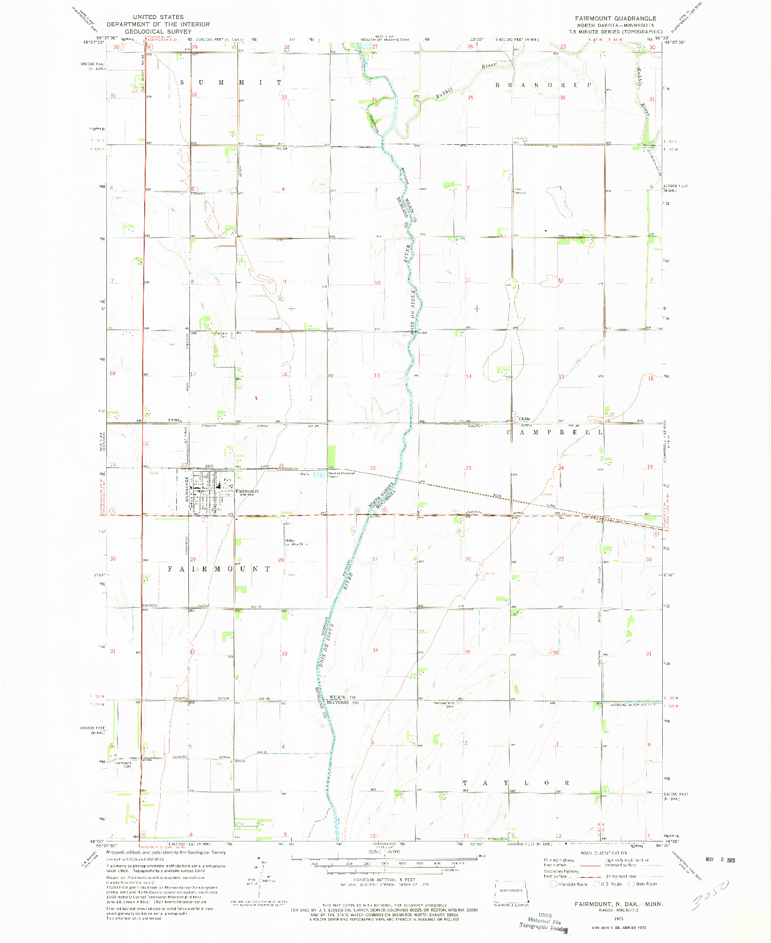 USGS 1:24000-SCALE QUADRANGLE FOR FAIRMOUNT, ND 1973