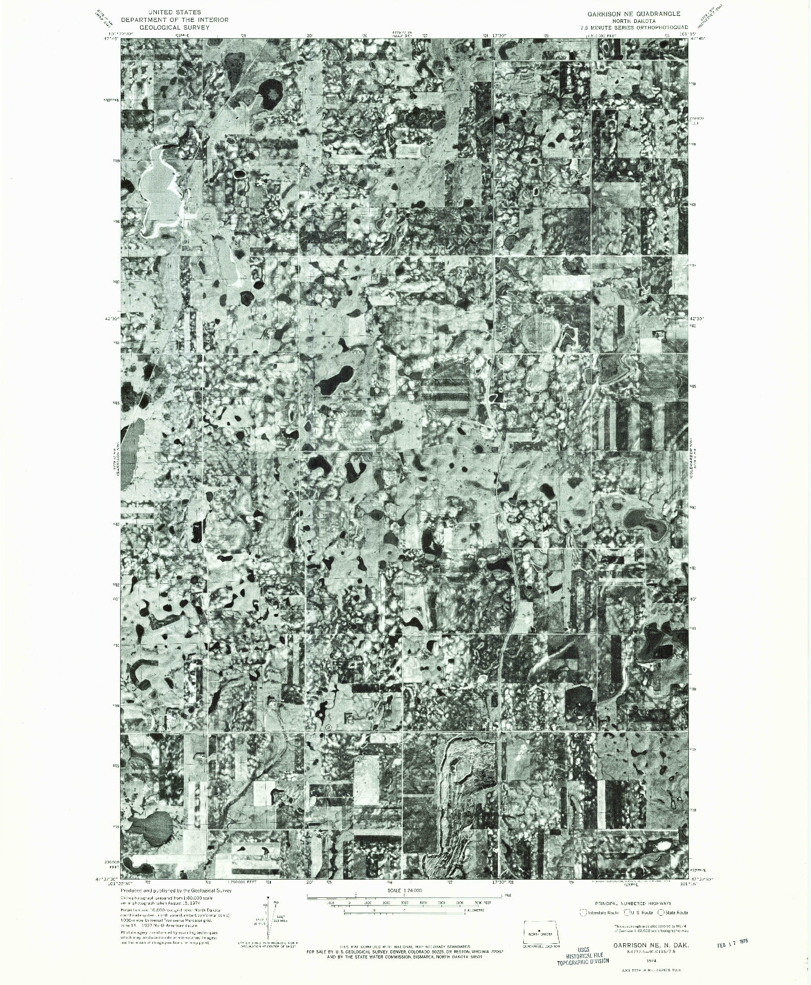 USGS 1:24000-SCALE QUADRANGLE FOR GARRISON NE, ND 1974