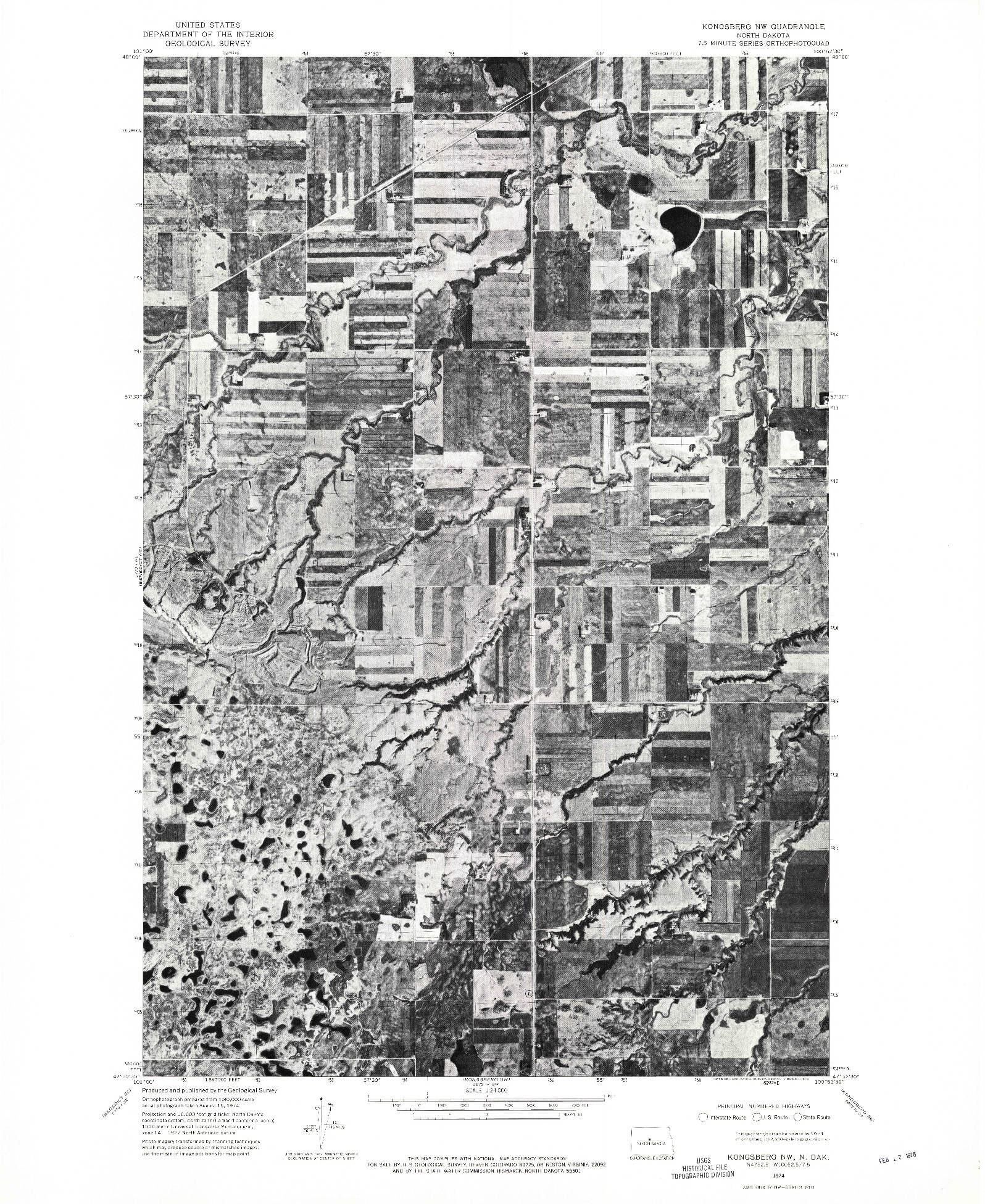 USGS 1:24000-SCALE QUADRANGLE FOR KONGSBERG NW, ND 1974