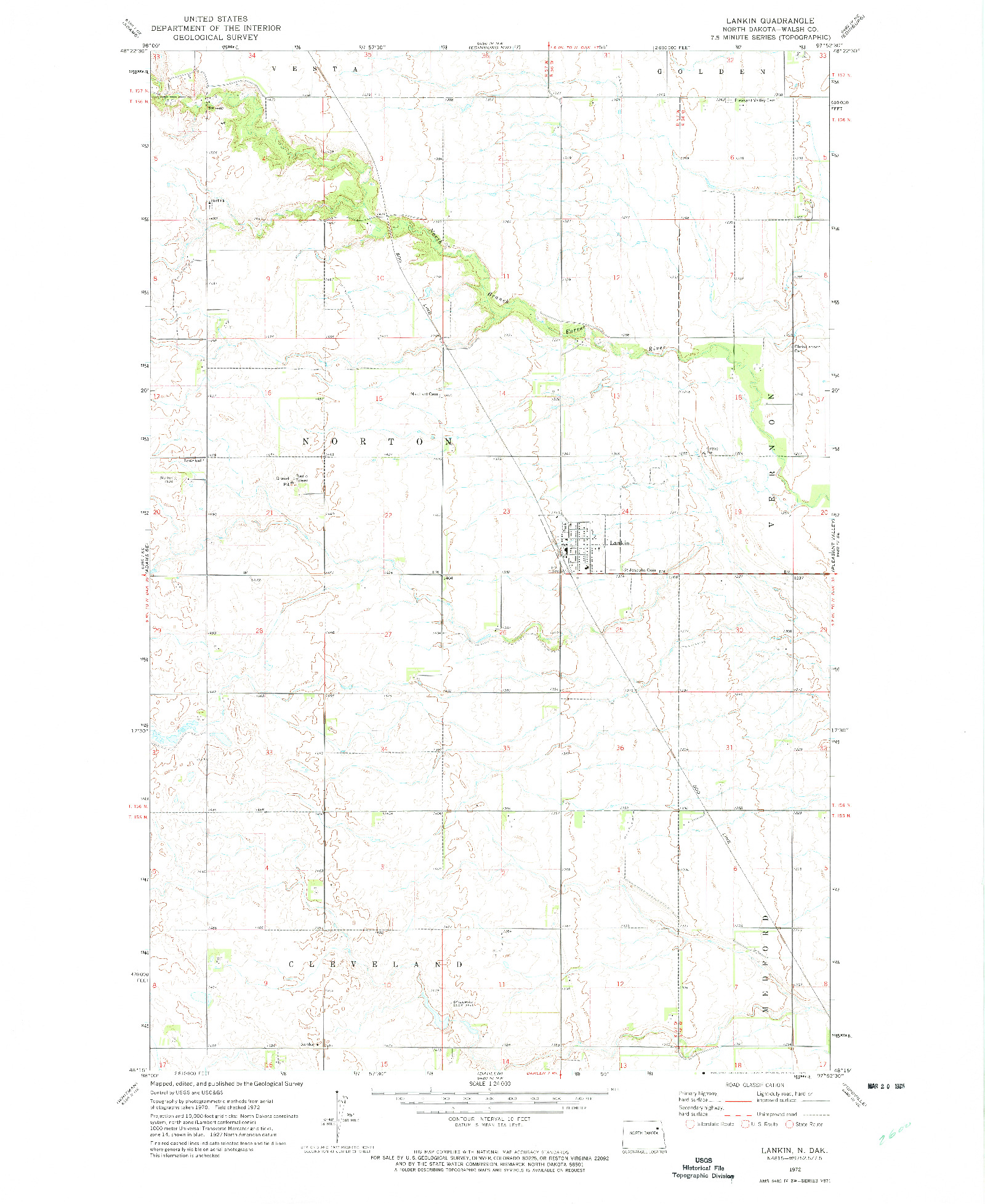 USGS 1:24000-SCALE QUADRANGLE FOR LANKIN, ND 1972