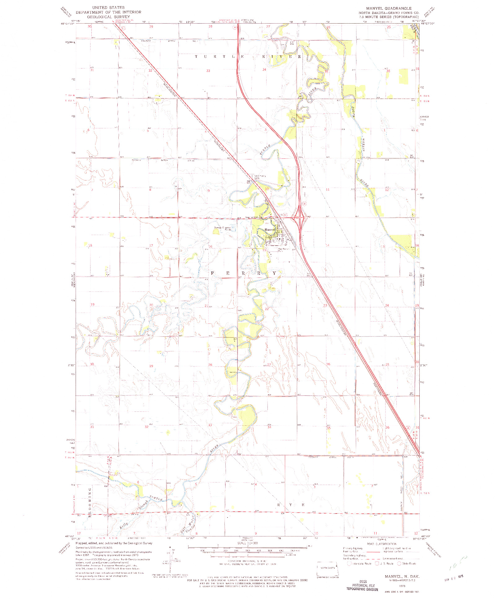 USGS 1:24000-SCALE QUADRANGLE FOR MANVEL, ND 1973