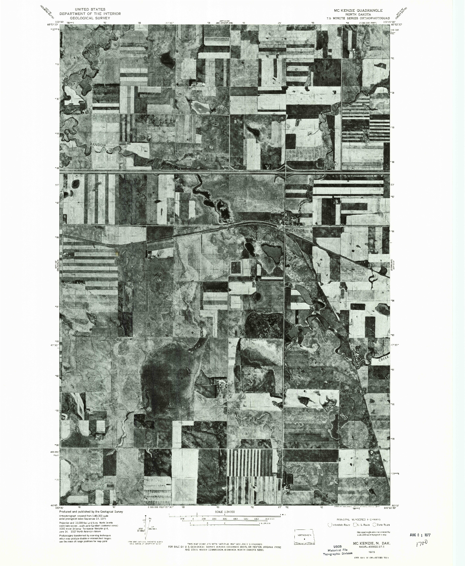 USGS 1:24000-SCALE QUADRANGLE FOR MCKENZIE, ND 1975