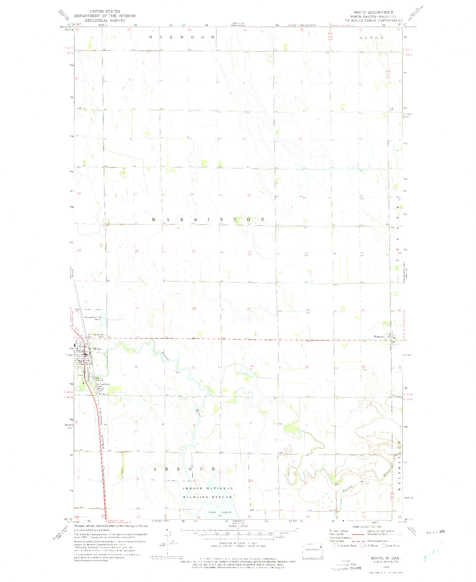USGS 1:24000-SCALE QUADRANGLE FOR MINTO, ND 1973