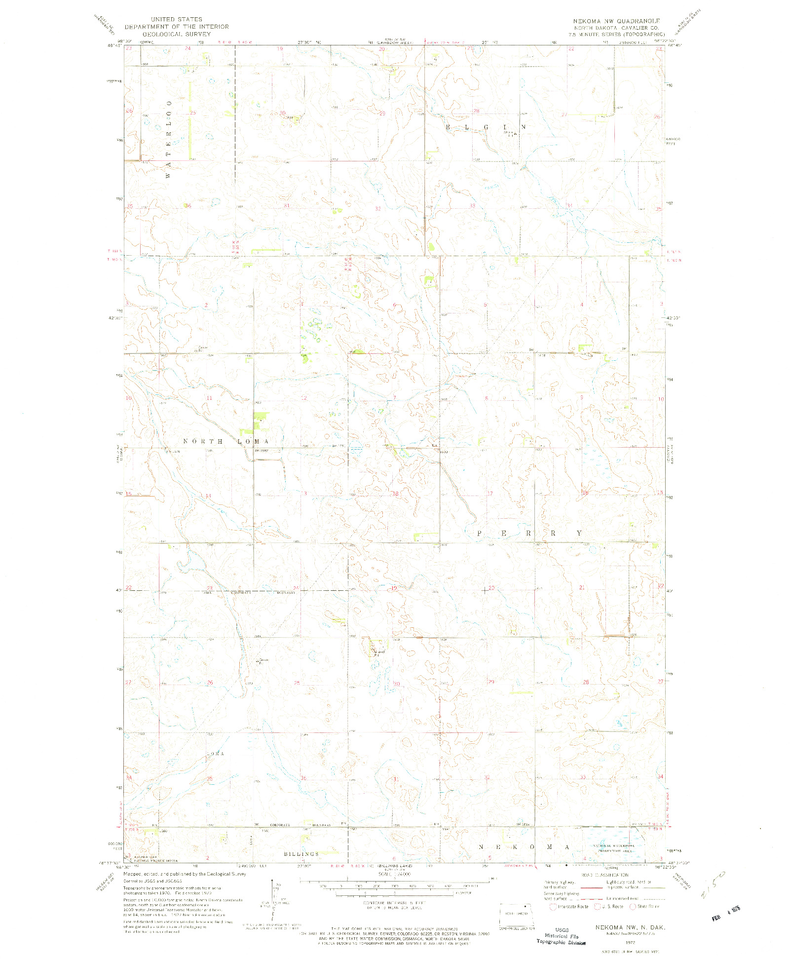 USGS 1:24000-SCALE QUADRANGLE FOR NEKOMA NW, ND 1972