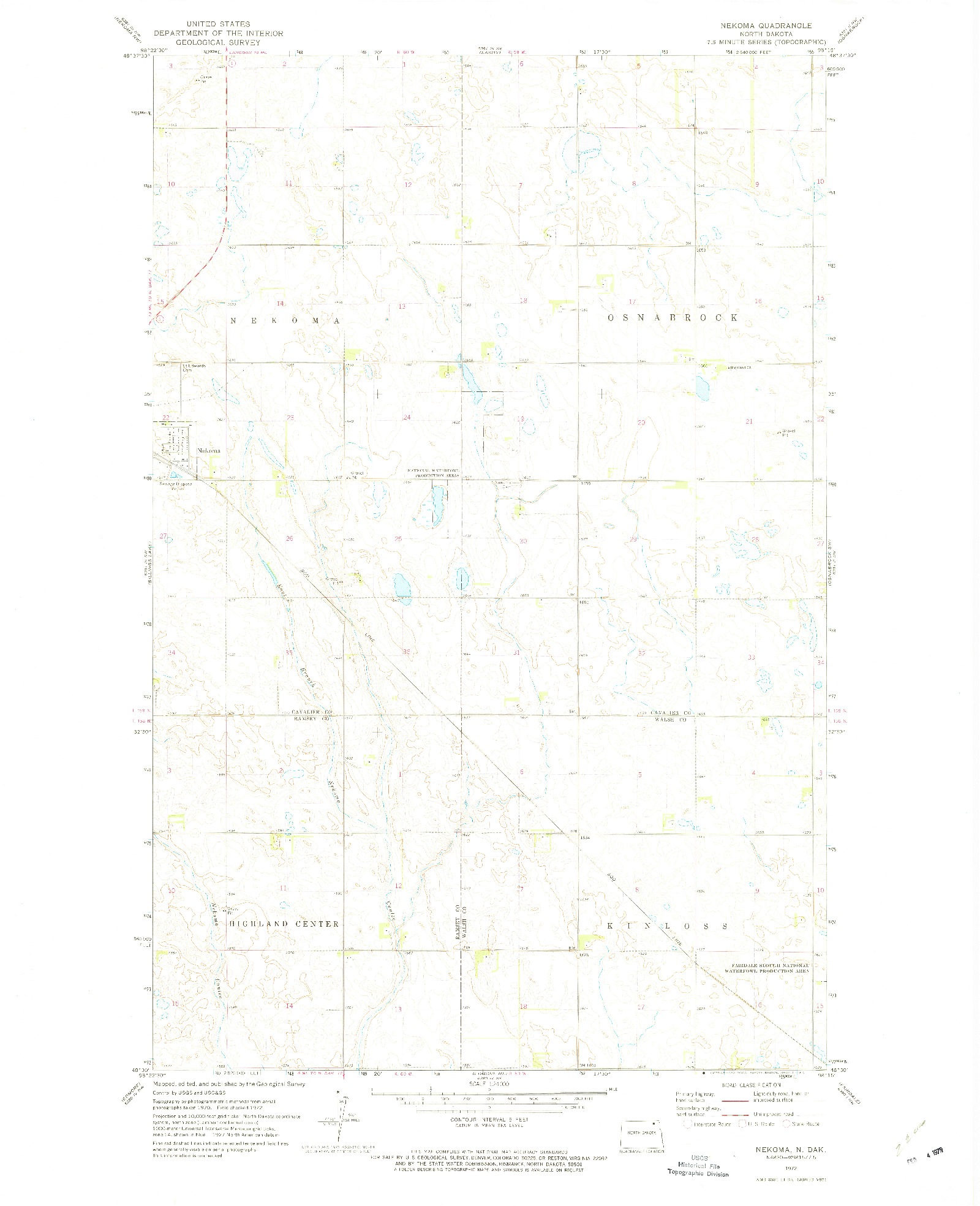USGS 1:24000-SCALE QUADRANGLE FOR NEKOMA, ND 1972