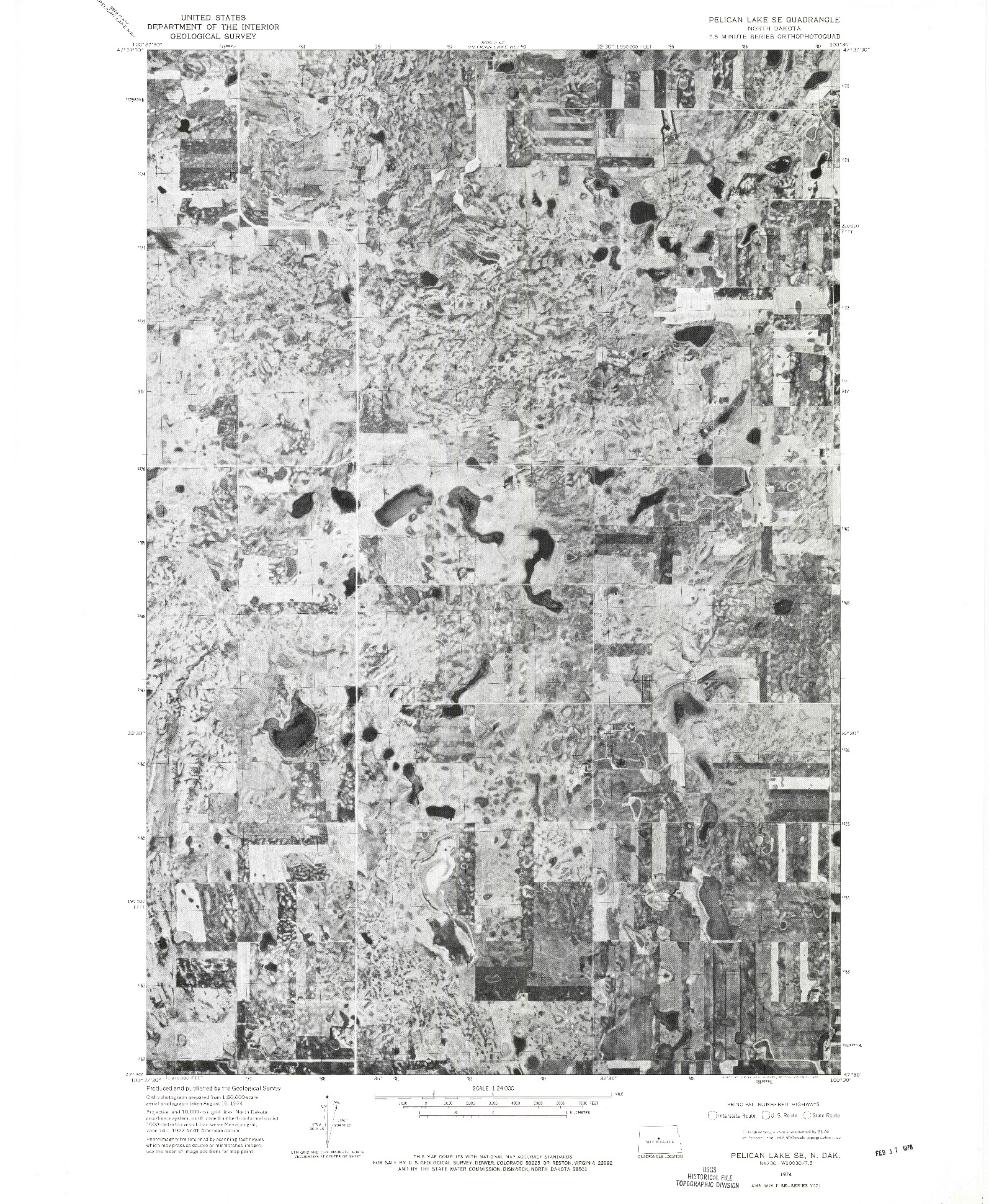 USGS 1:24000-SCALE QUADRANGLE FOR PELICAN LAKE SE, ND 1974