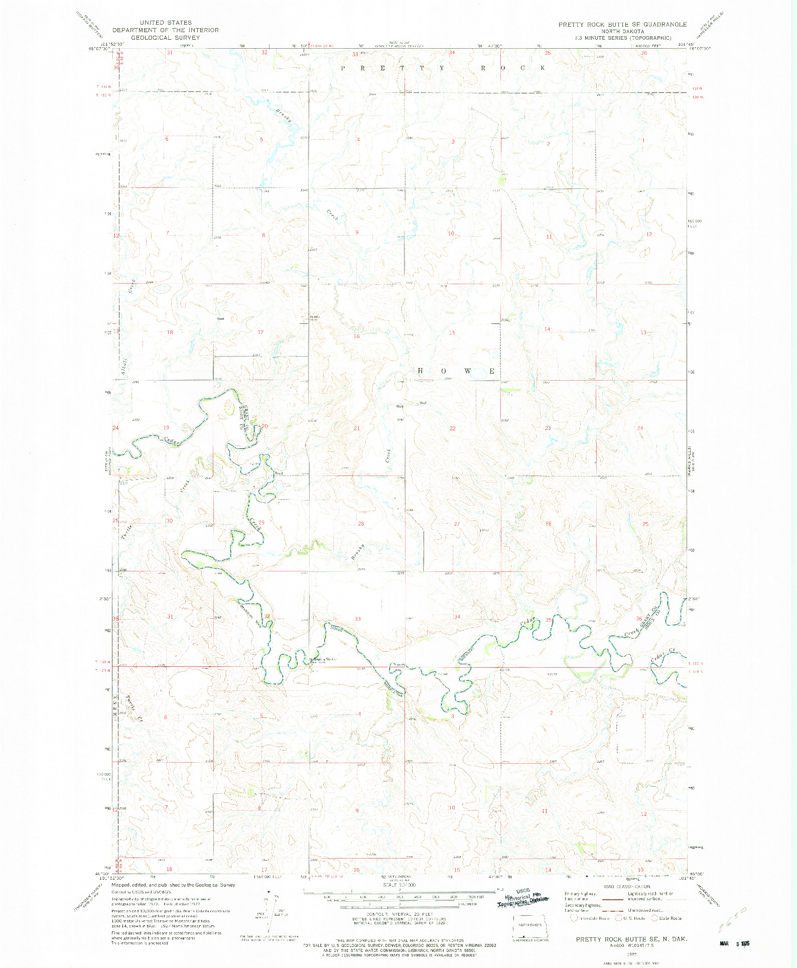 USGS 1:24000-SCALE QUADRANGLE FOR PRETTY ROCK BUTTE SE, ND 1972