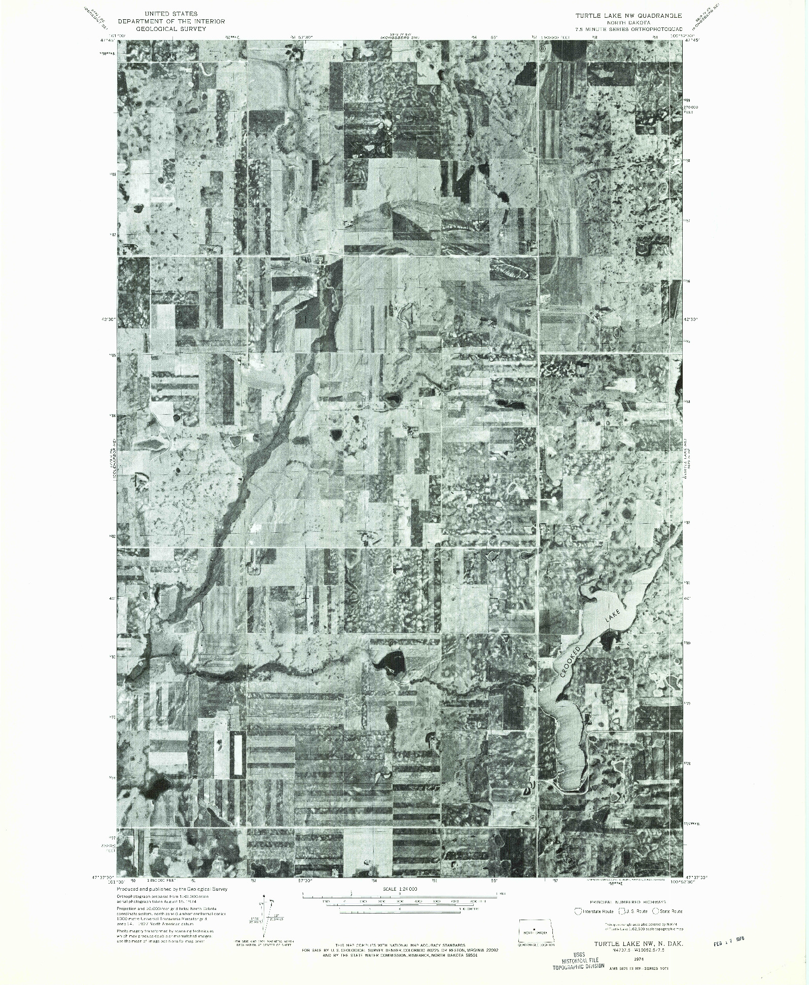 USGS 1:24000-SCALE QUADRANGLE FOR TURTLE LAKE NW, ND 1974