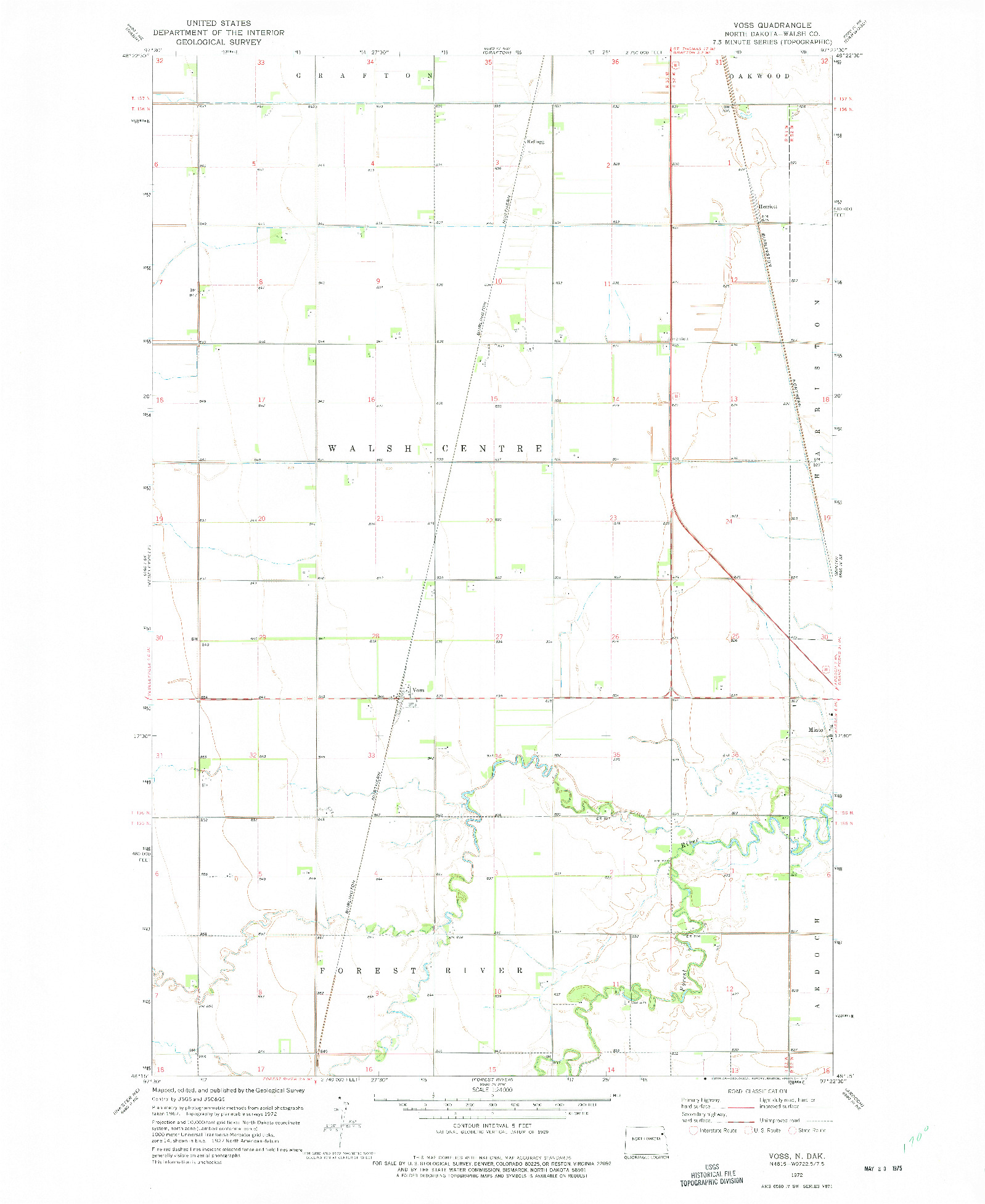 USGS 1:24000-SCALE QUADRANGLE FOR VOSS, ND 1972