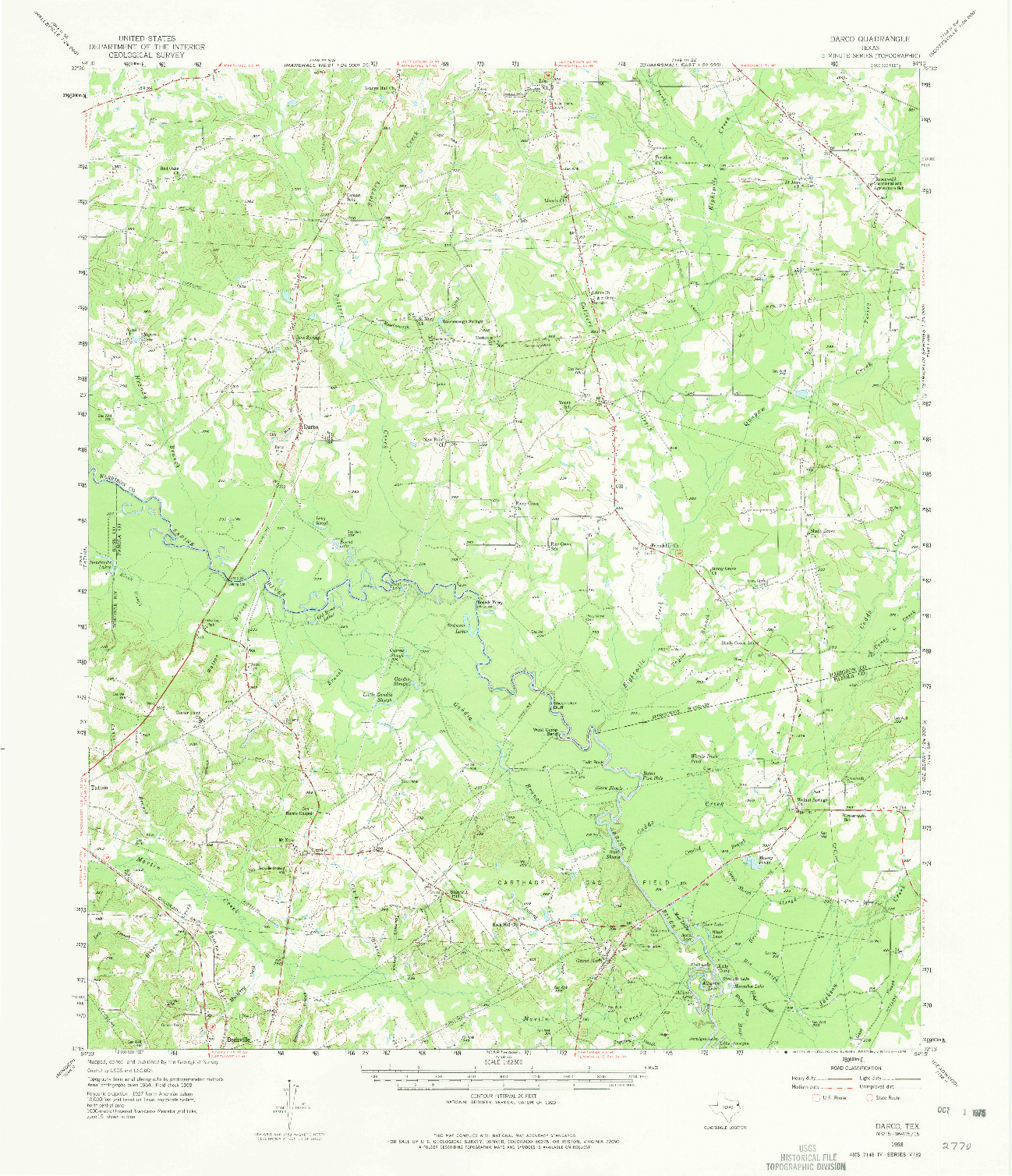 USGS 1:62500-SCALE QUADRANGLE FOR DARCO, TX 1958