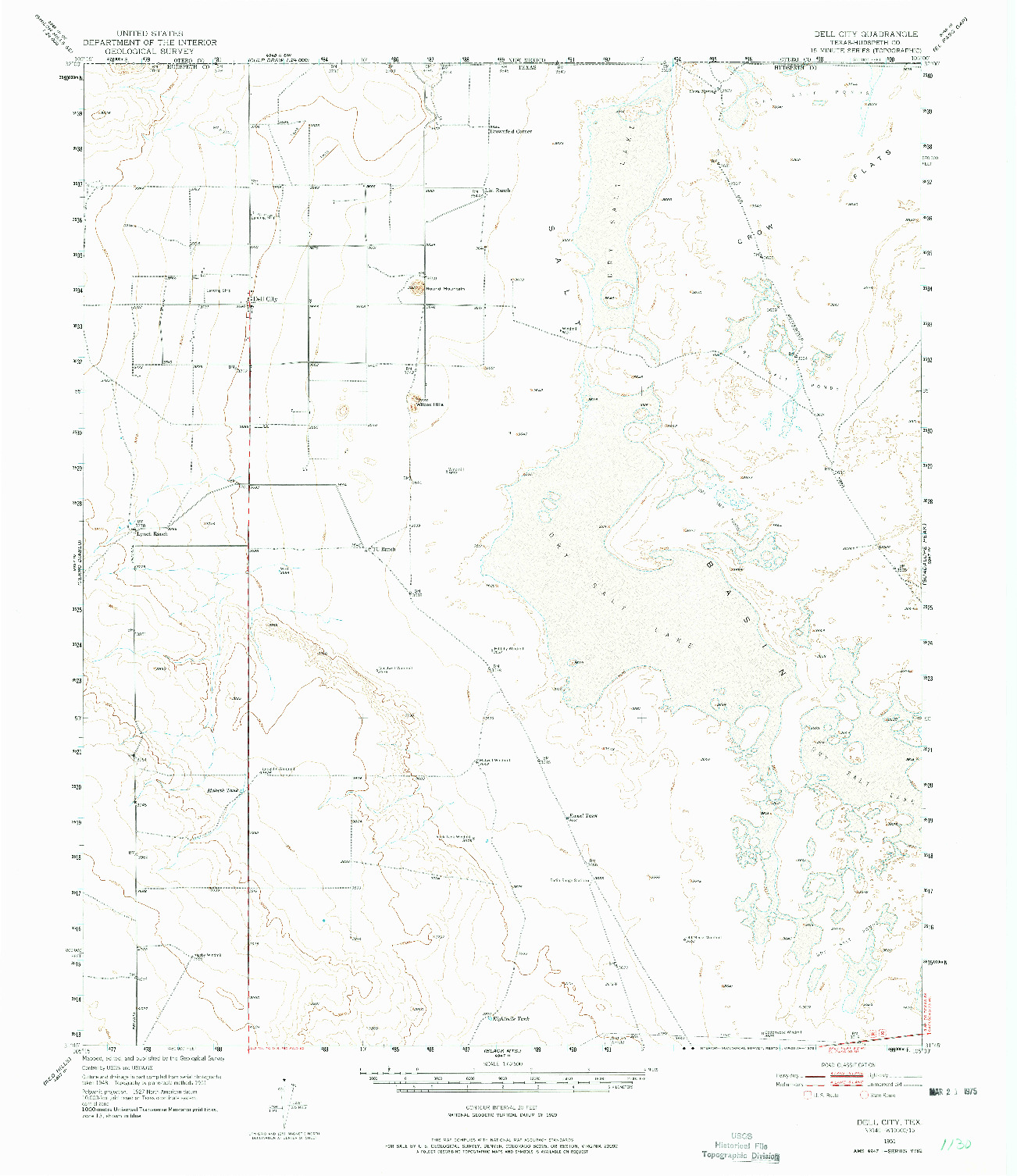 USGS 1:62500-SCALE QUADRANGLE FOR DELL CITY, TX 1951