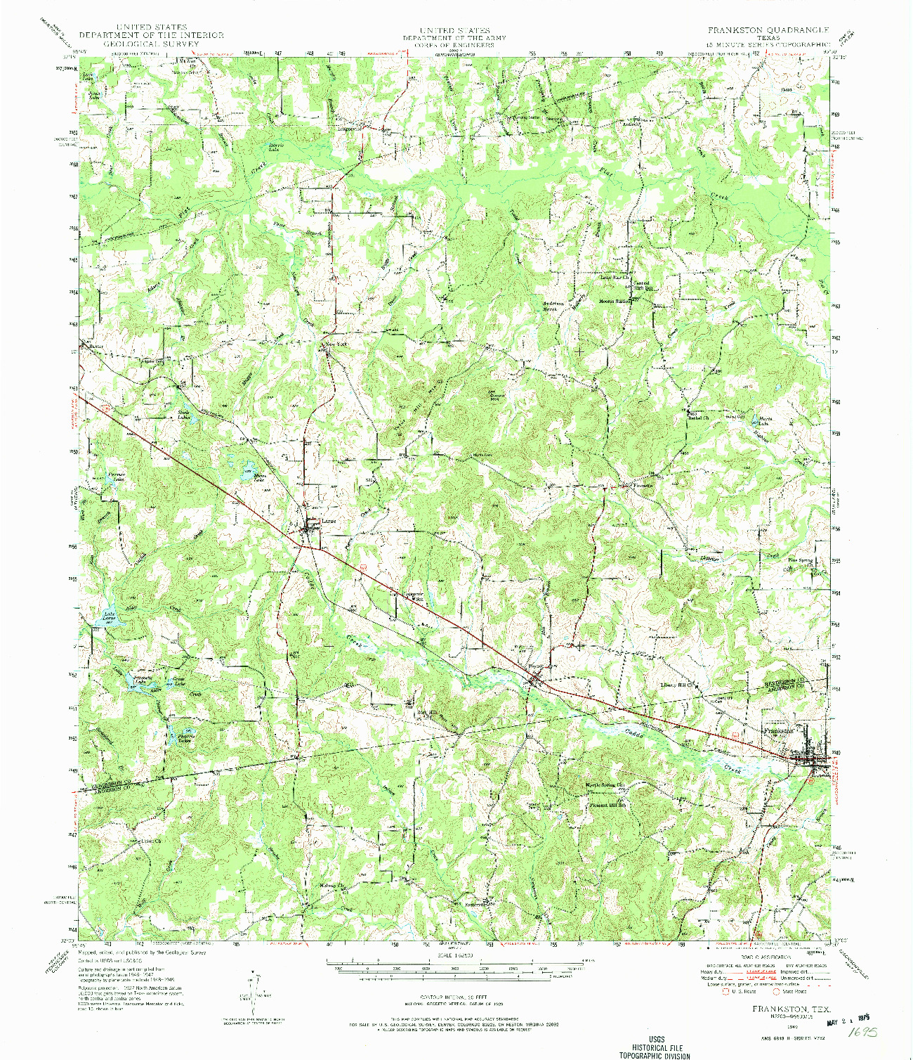USGS 1:62500-SCALE QUADRANGLE FOR FRANKSTON, TX 1949