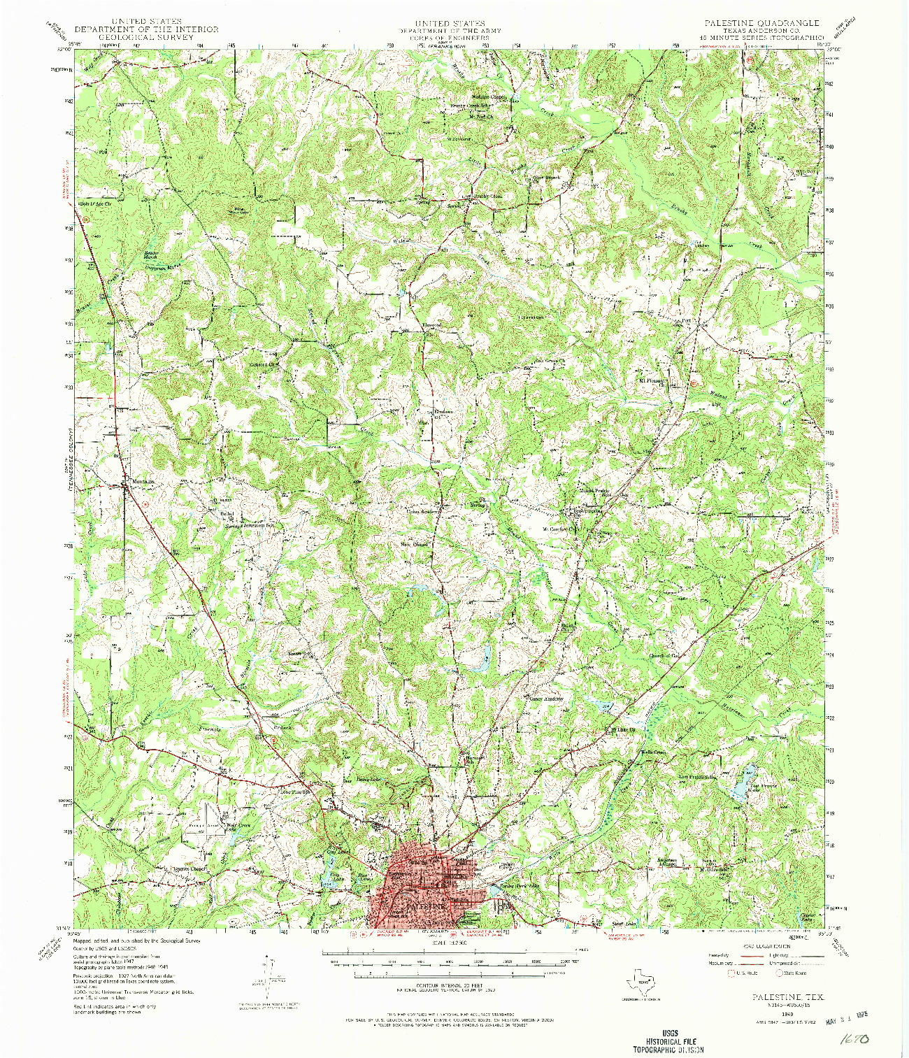 USGS 1:62500-SCALE QUADRANGLE FOR PALESTINE, TX 1949