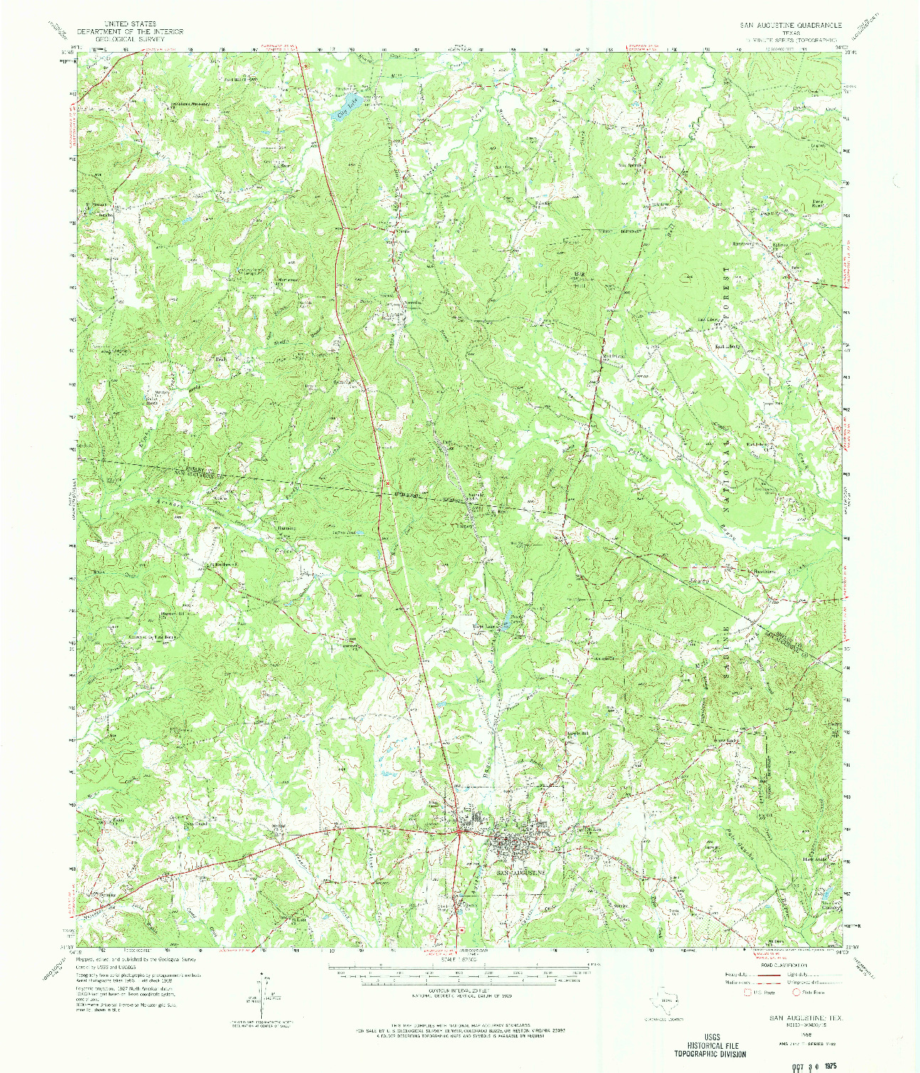 USGS 1:62500-SCALE QUADRANGLE FOR SAN AUGUSTINE, TX 1958