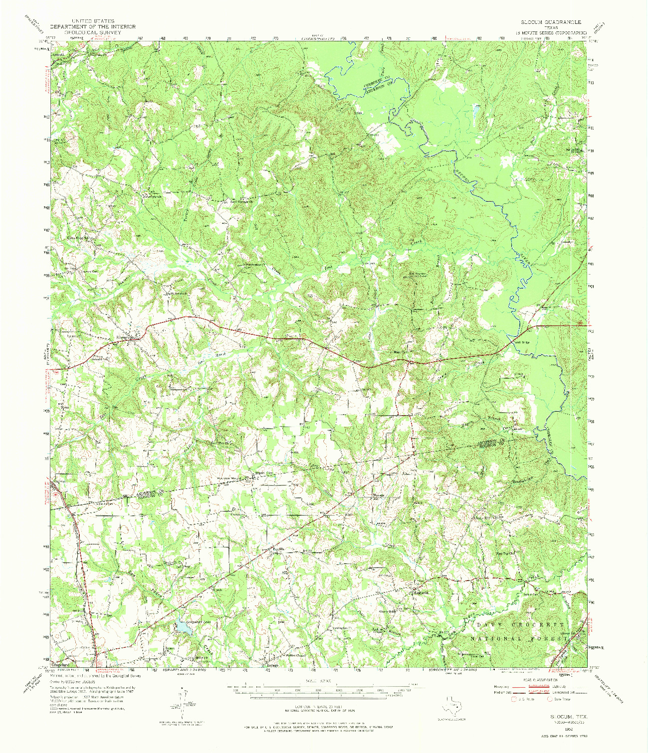 USGS 1:62500-SCALE QUADRANGLE FOR SLOCUM, TX 1952