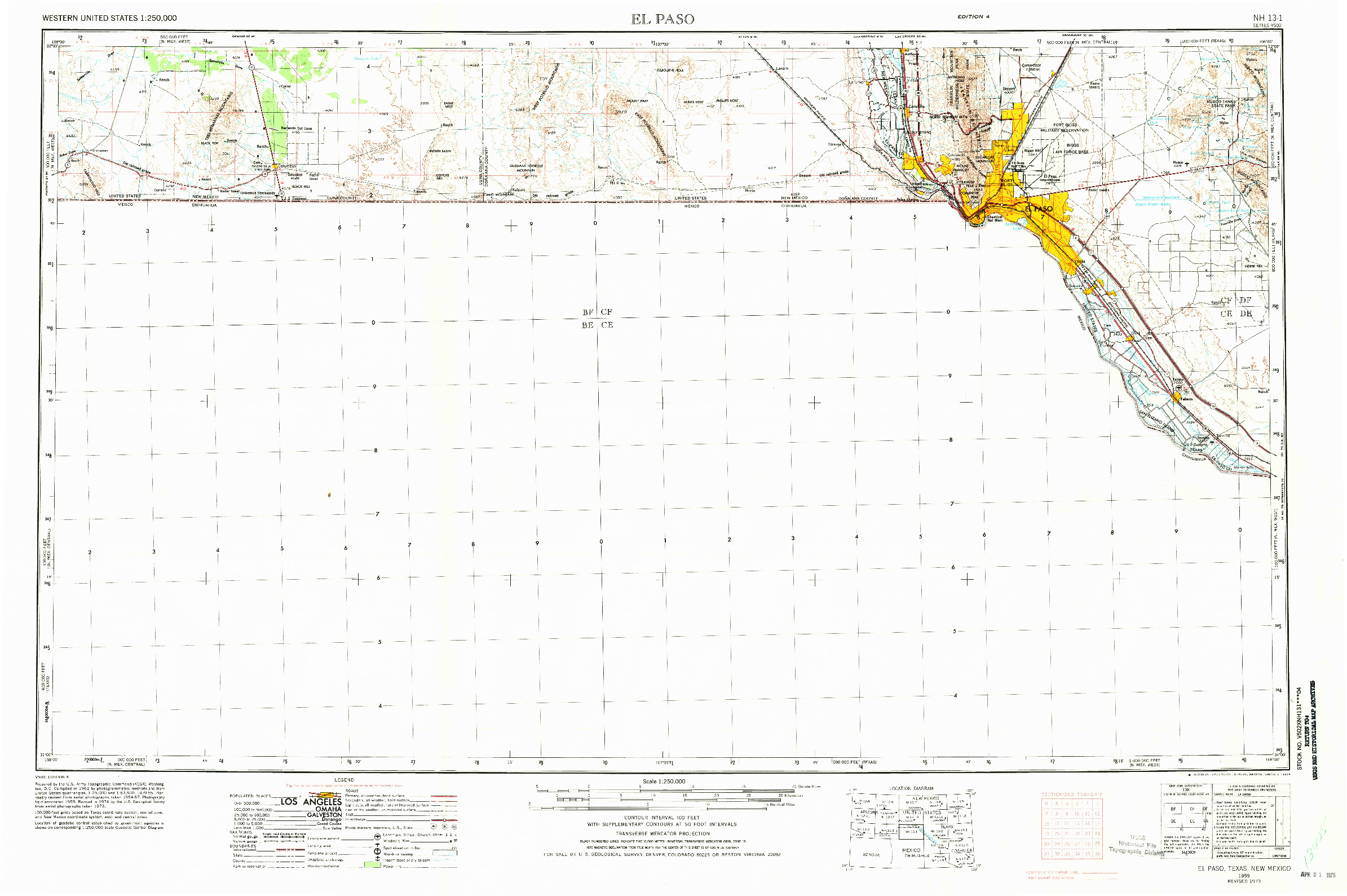 USGS 1:250000-SCALE QUADRANGLE FOR EL PASO, TX 1959