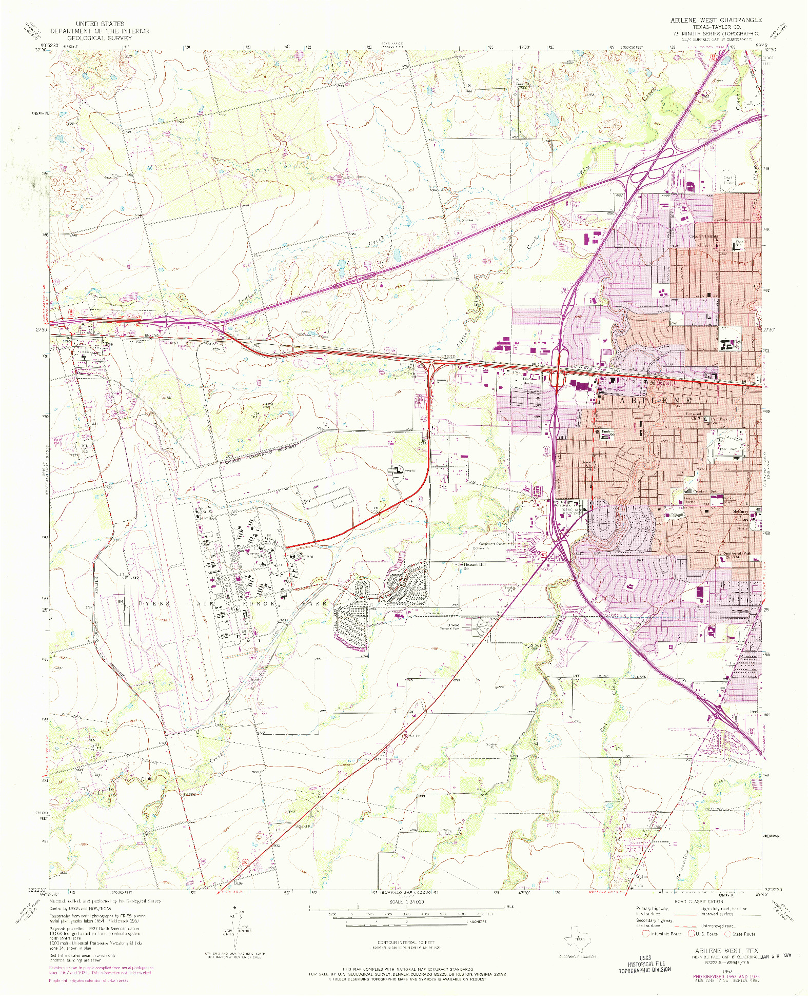 USGS 1:24000-SCALE QUADRANGLE FOR ABILENE WEST, TX 1957