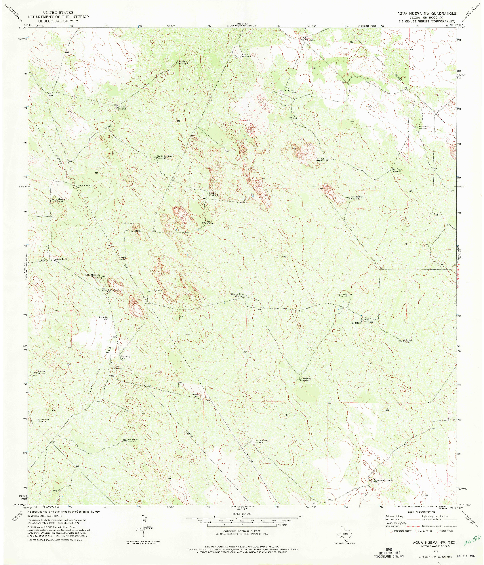 USGS 1:24000-SCALE QUADRANGLE FOR AGUA NUEVA NW, TX 1972